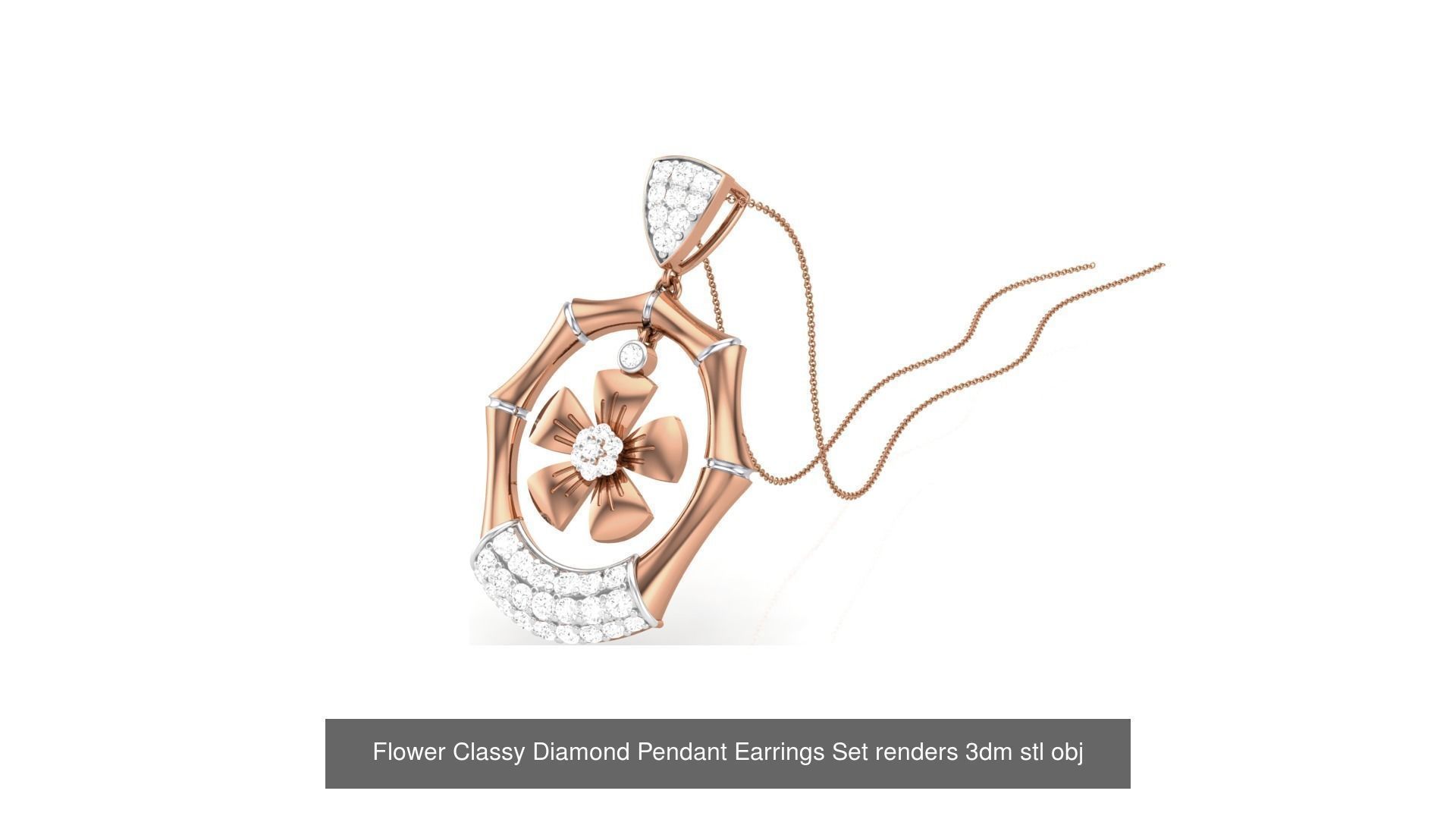 507 High Jewelry Pendant Earrings Set 3dm stl obj mtl gltf glb 3D Model Collection_112