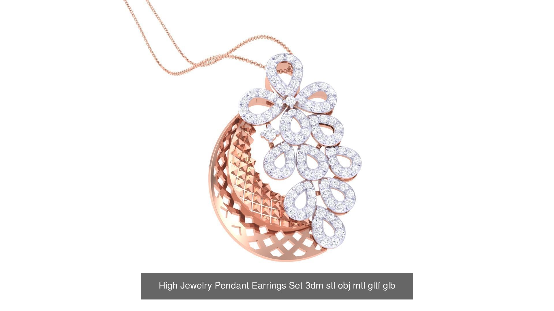 507 High Jewelry Pendant Earrings Set 3dm stl obj mtl gltf glb 3D Model Collection_170