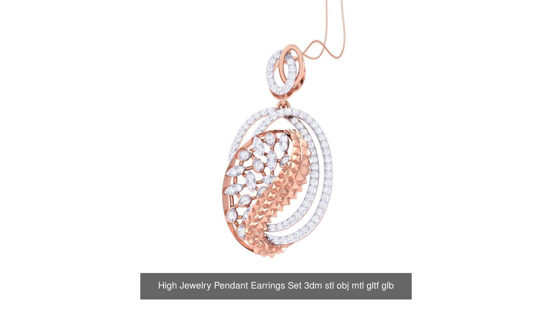 507 High Jewelry Pendant Earrings Set 3dm stl obj mtl gltf glb 3D Model Collection_176
