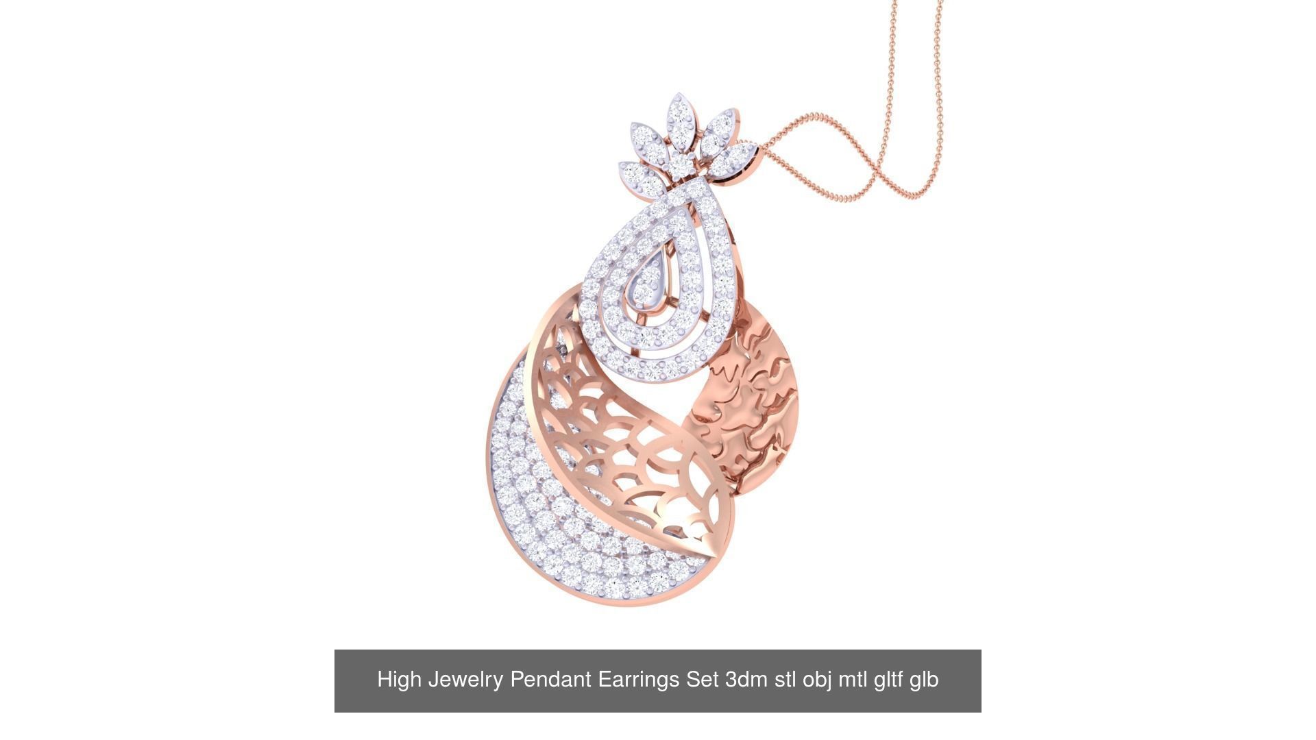 507 High Jewelry Pendant Earrings Set 3dm stl obj mtl gltf glb 3D Model Collection_139