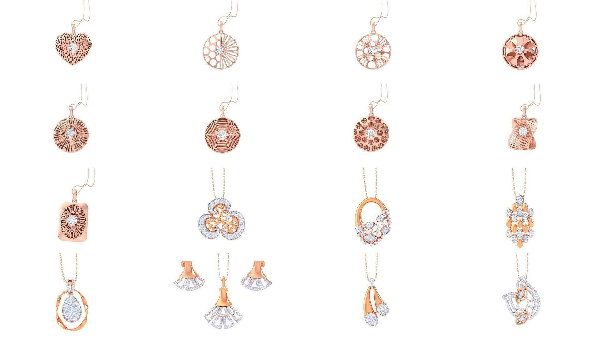 507 High Jewelry Pendant Earrings Set 3dm stl obj mtl gltf glb 3D Model Collection_44