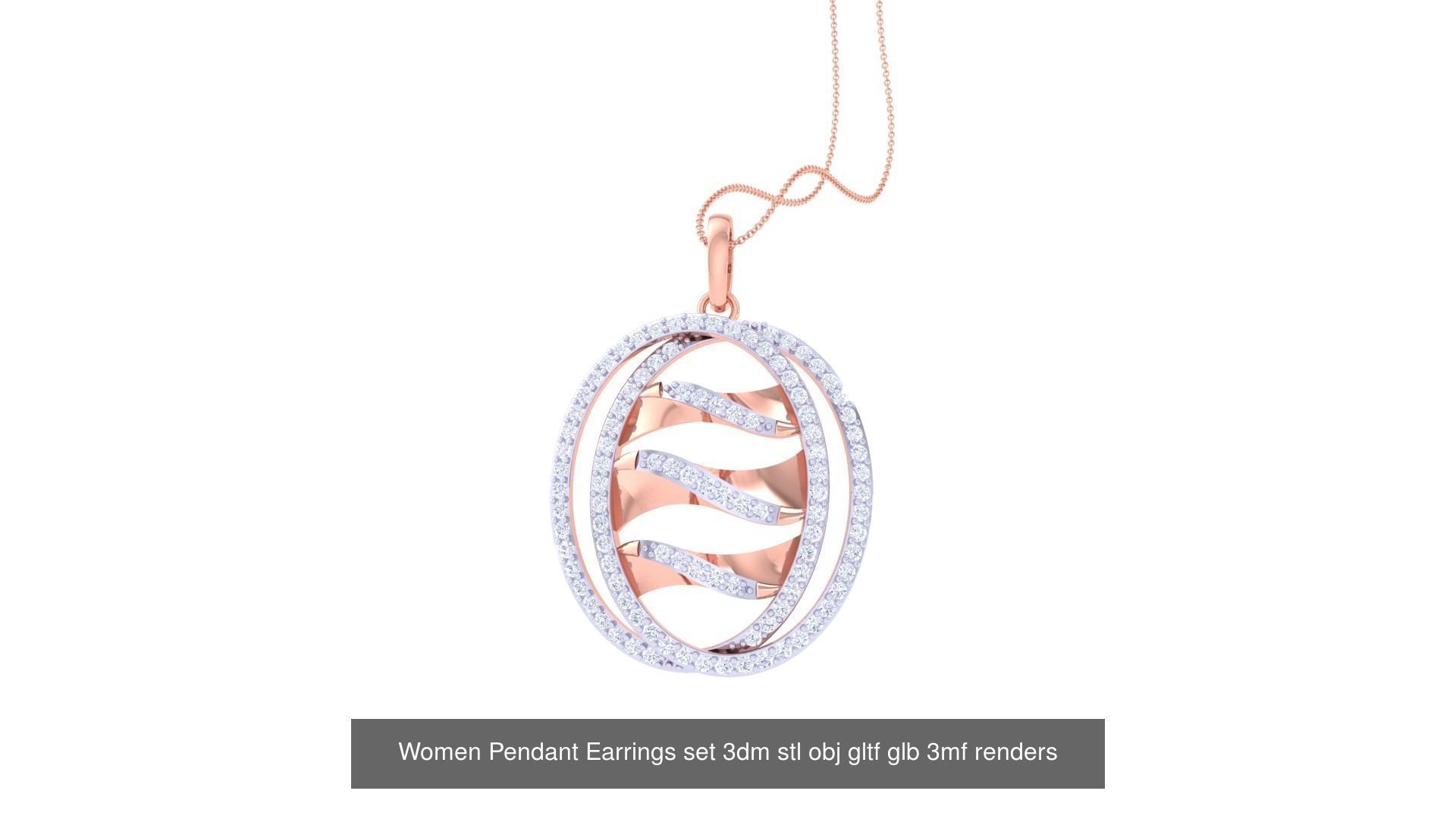 507 High Jewelry Pendant Earrings Set 3dm stl obj mtl gltf glb 3D Model Collection_54