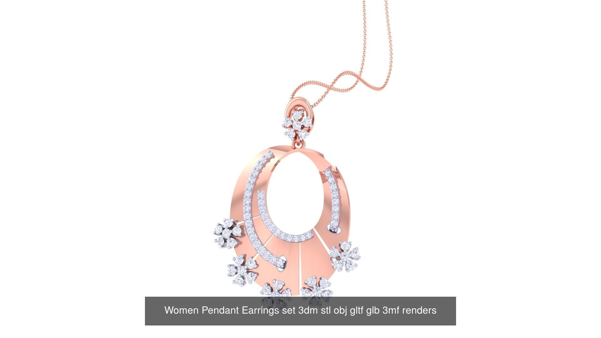 507 High Jewelry Pendant Earrings Set 3dm stl obj mtl gltf glb 3D Model Collection_73