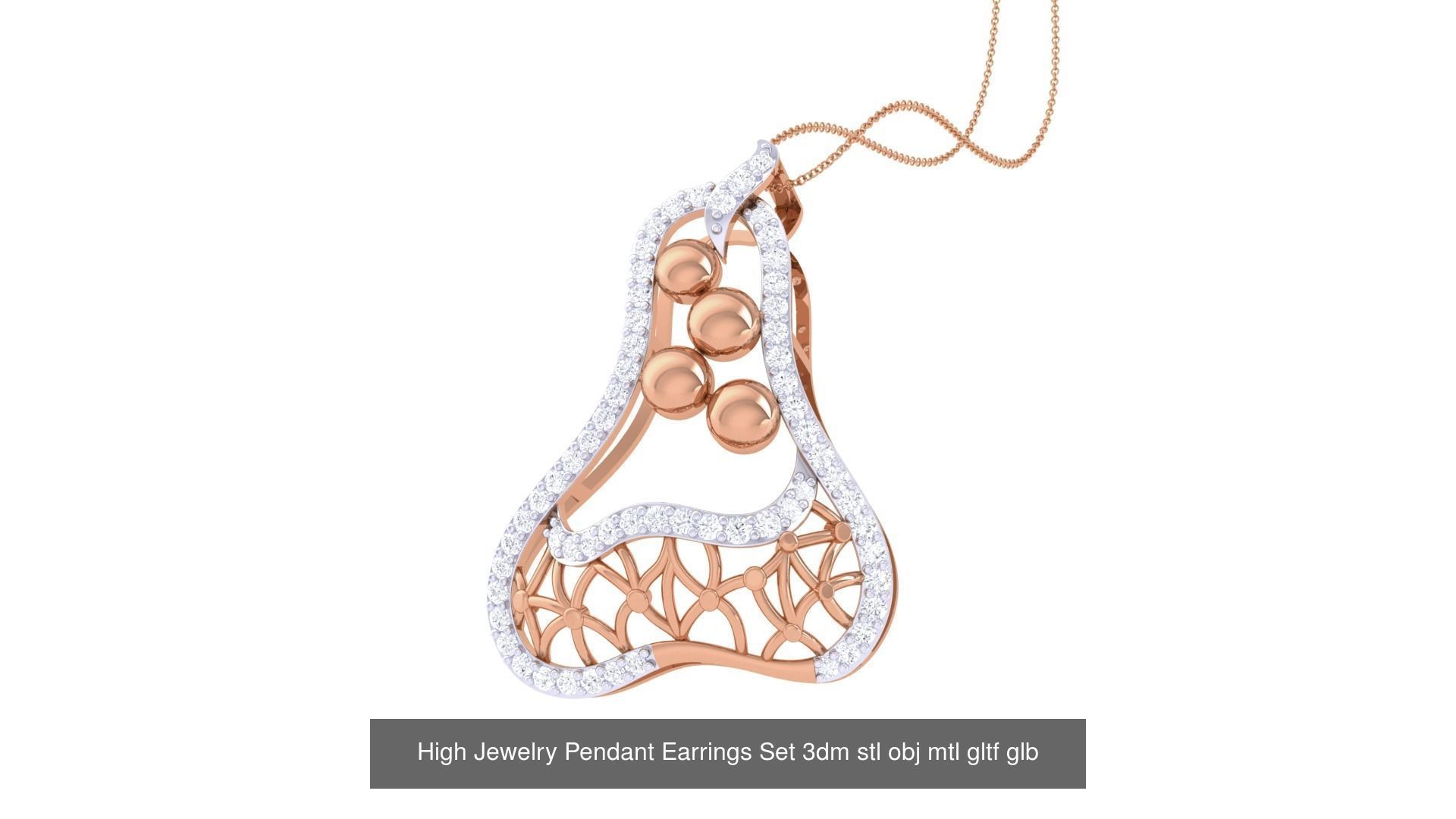 507 High Jewelry Pendant Earrings Set 3dm stl obj mtl gltf glb 3D Model Collection_215