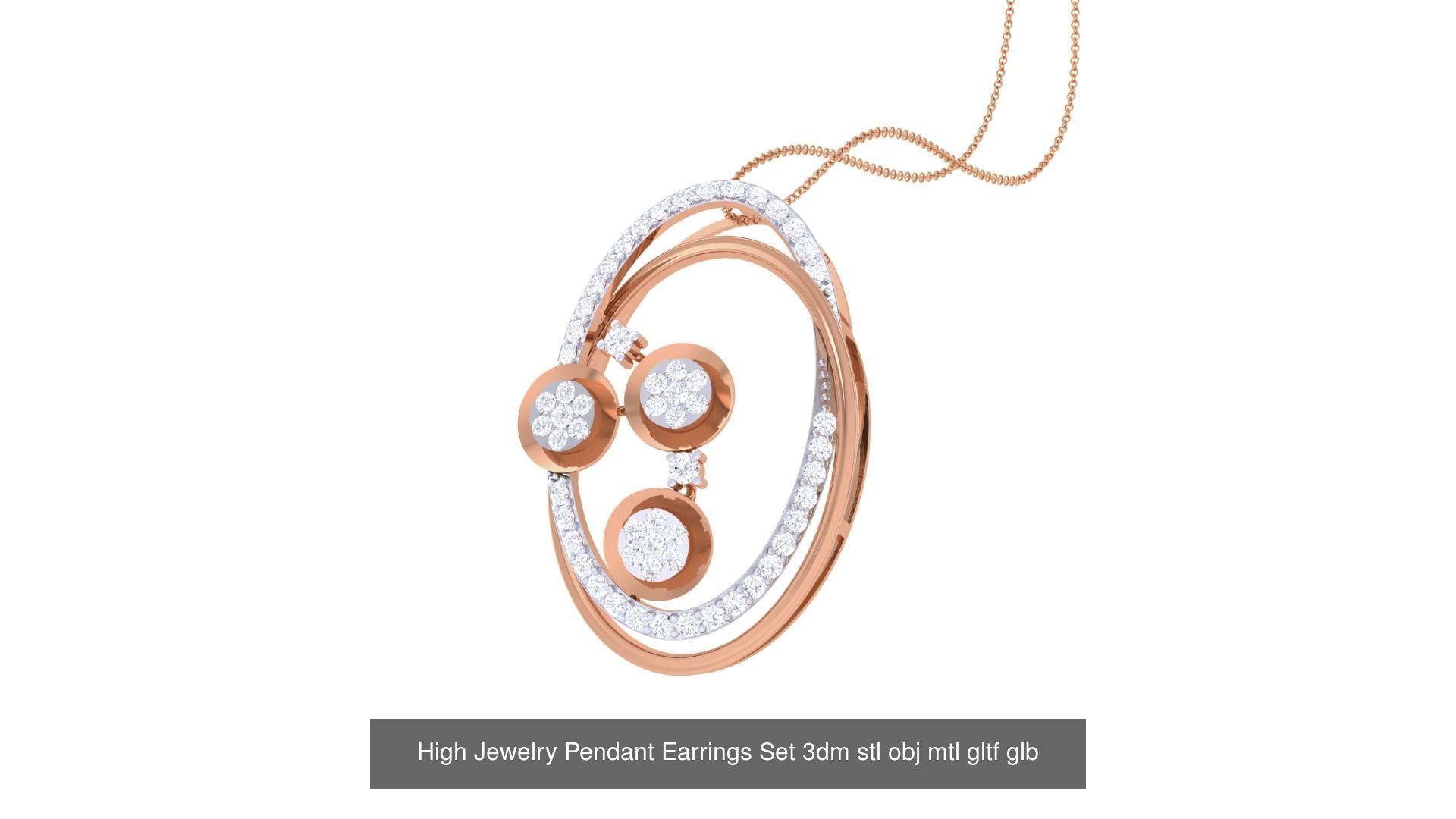 507 High Jewelry Pendant Earrings Set 3dm stl obj mtl gltf glb 3D Model Collection_209