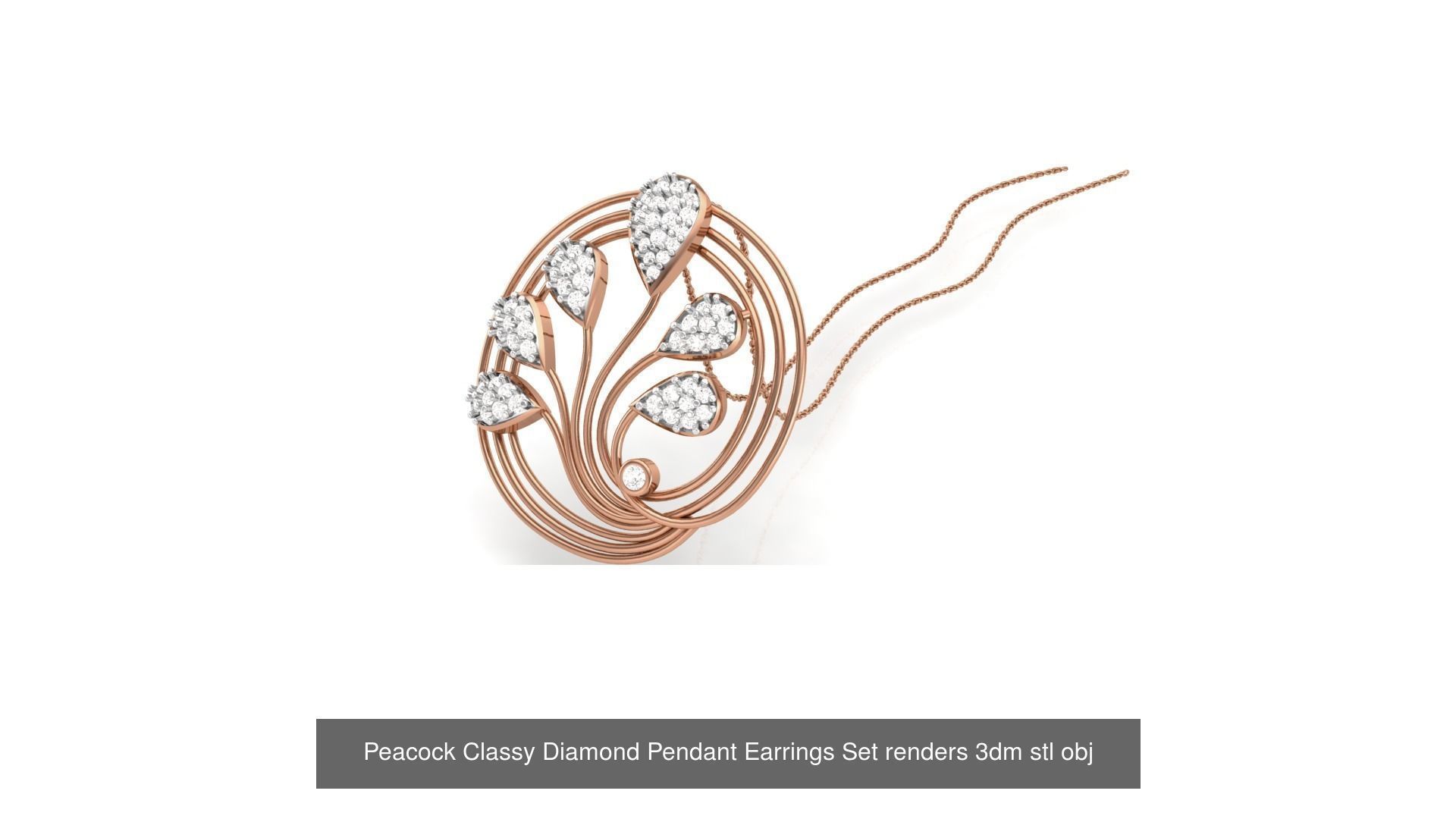 507 High Jewelry Pendant Earrings Set 3dm stl obj mtl gltf glb 3D Model Collection_129