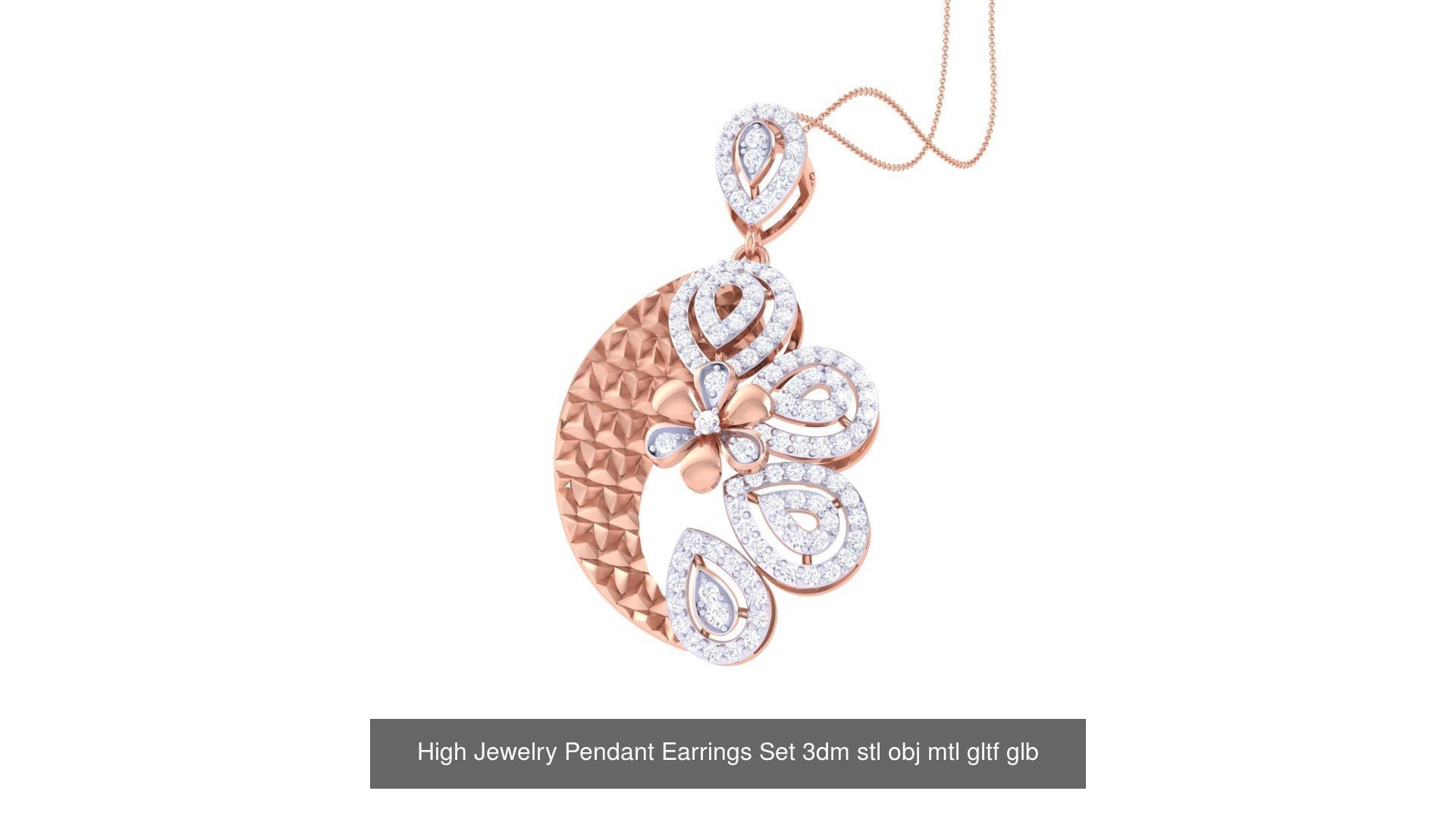 507 High Jewelry Pendant Earrings Set 3dm stl obj mtl gltf glb 3D Model Collection_158