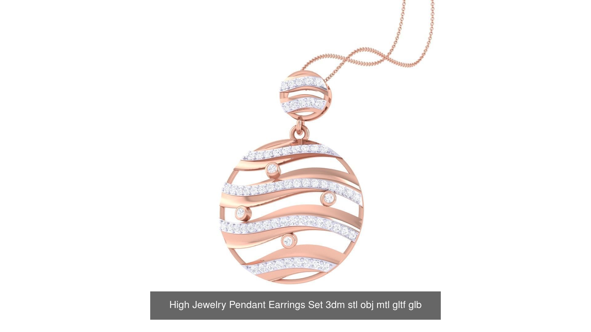 507 High Jewelry Pendant Earrings Set 3dm stl obj mtl gltf glb 3D Model Collection_198