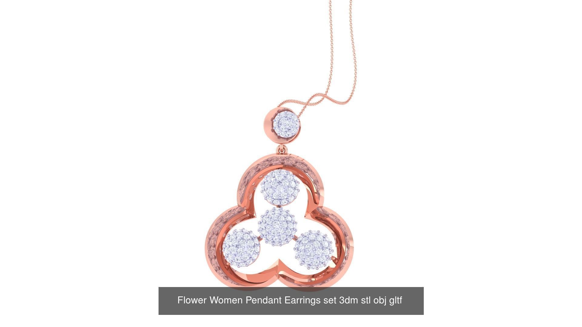 507 High Jewelry Pendant Earrings Set 3dm stl obj mtl gltf glb 3D Model Collection_84