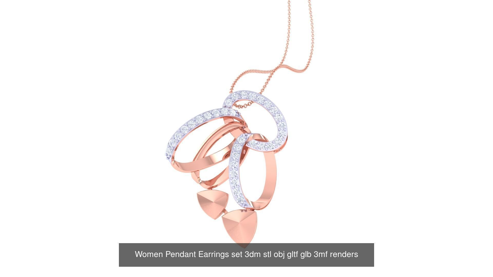 507 High Jewelry Pendant Earrings Set 3dm stl obj mtl gltf glb 3D Model Collection_53