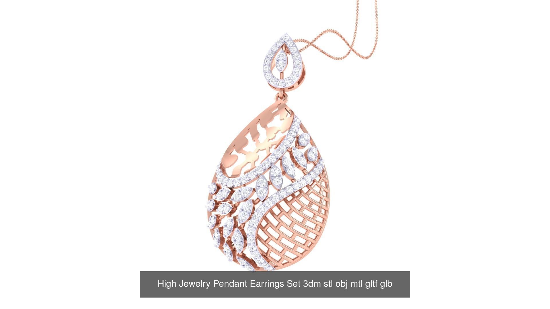 507 High Jewelry Pendant Earrings Set 3dm stl obj mtl gltf glb 3D Model Collection_174