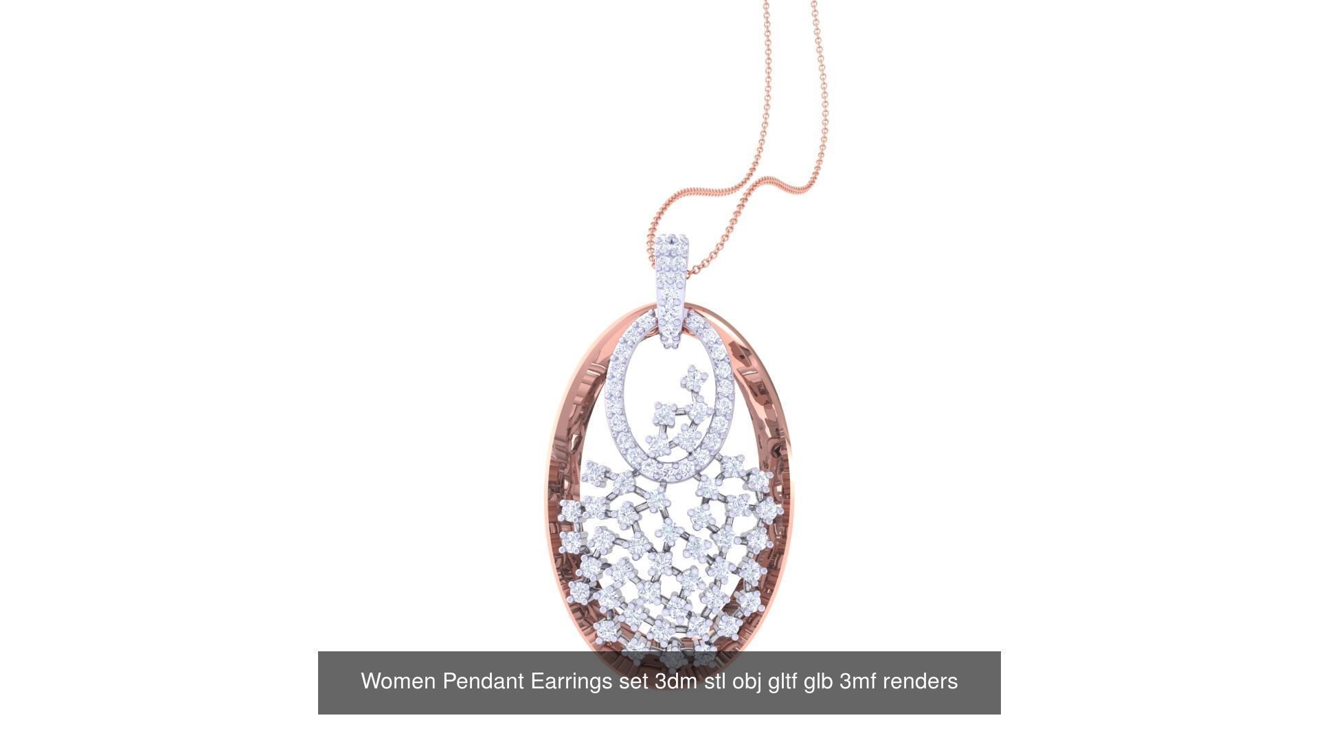 507 High Jewelry Pendant Earrings Set 3dm stl obj mtl gltf glb 3D Model Collection_95