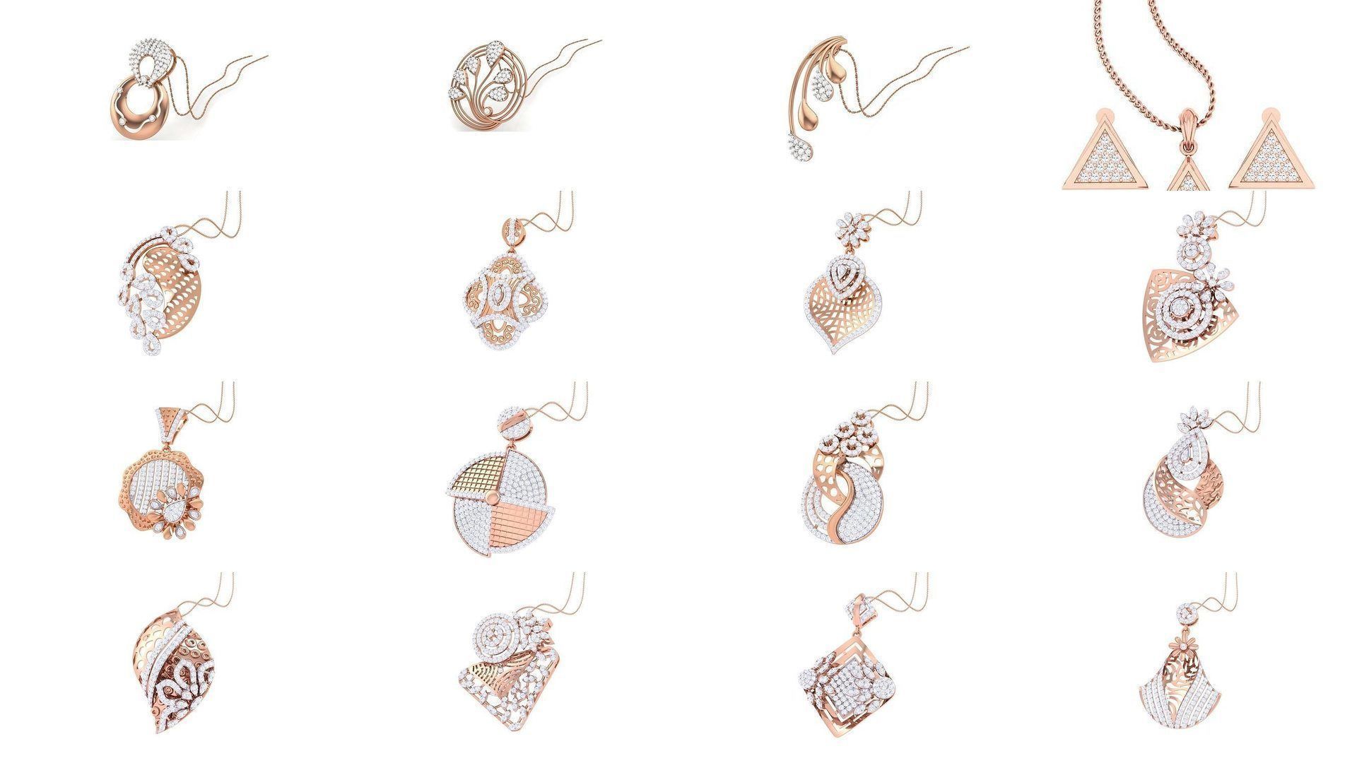 507 High Jewelry Pendant Earrings Set 3dm stl obj mtl gltf glb 3D Model Collection_6