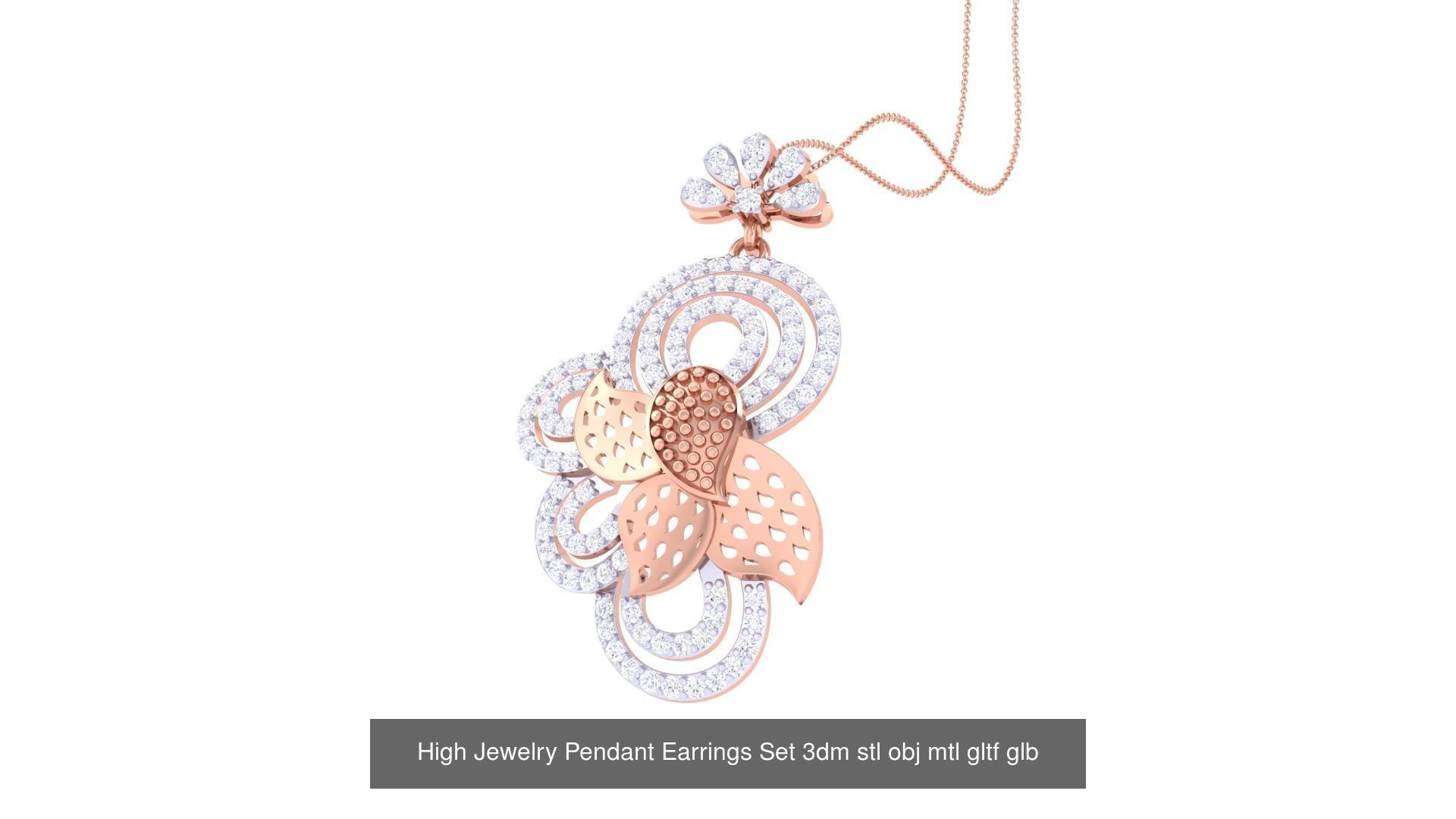 507 High Jewelry Pendant Earrings Set 3dm stl obj mtl gltf glb 3D Model Collection_181