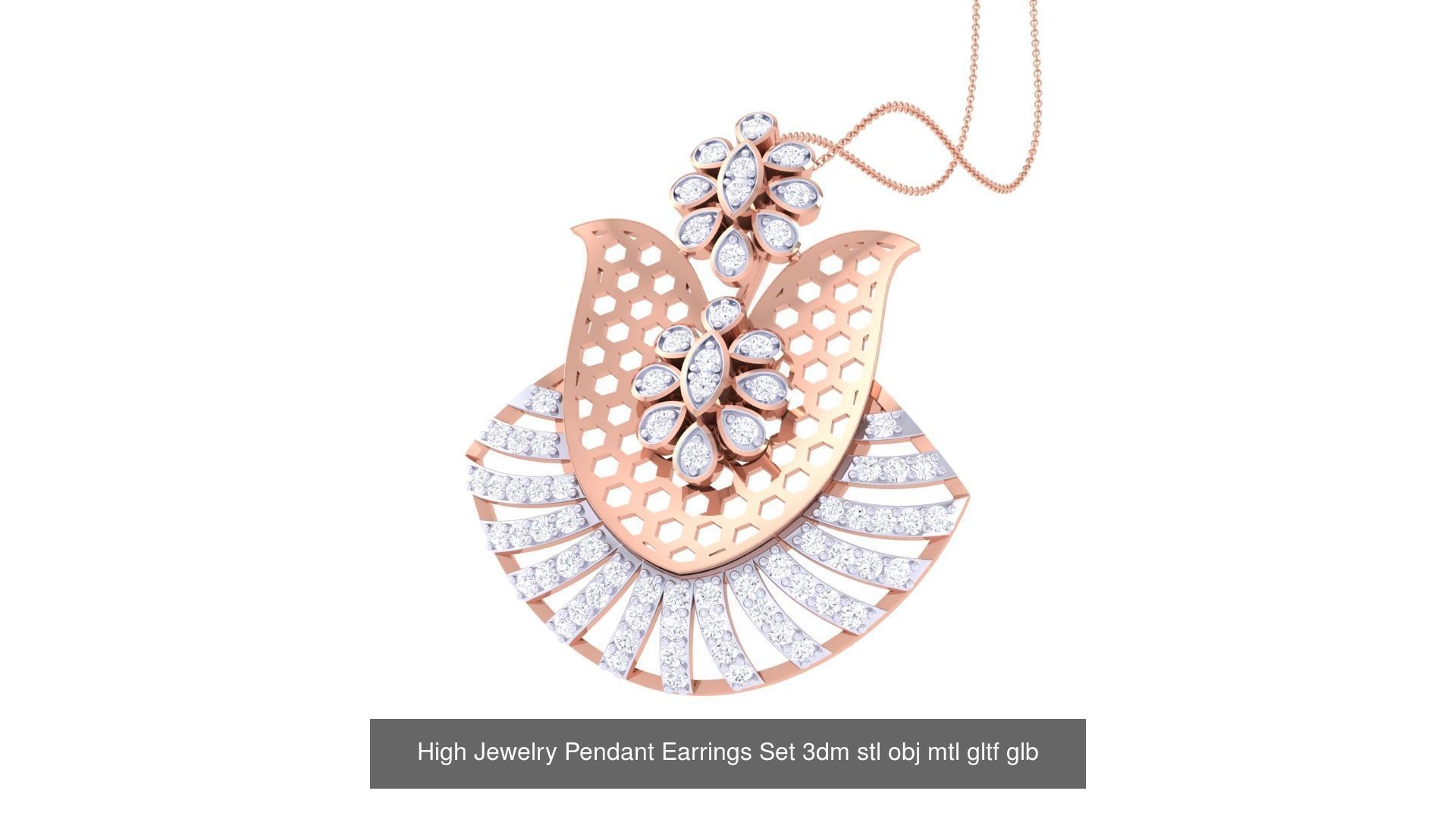 507 High Jewelry Pendant Earrings Set 3dm stl obj mtl gltf glb 3D Model Collection_144