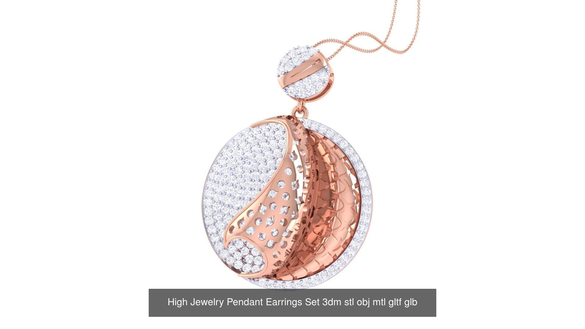 507 High Jewelry Pendant Earrings Set 3dm stl obj mtl gltf glb 3D Model Collection_148