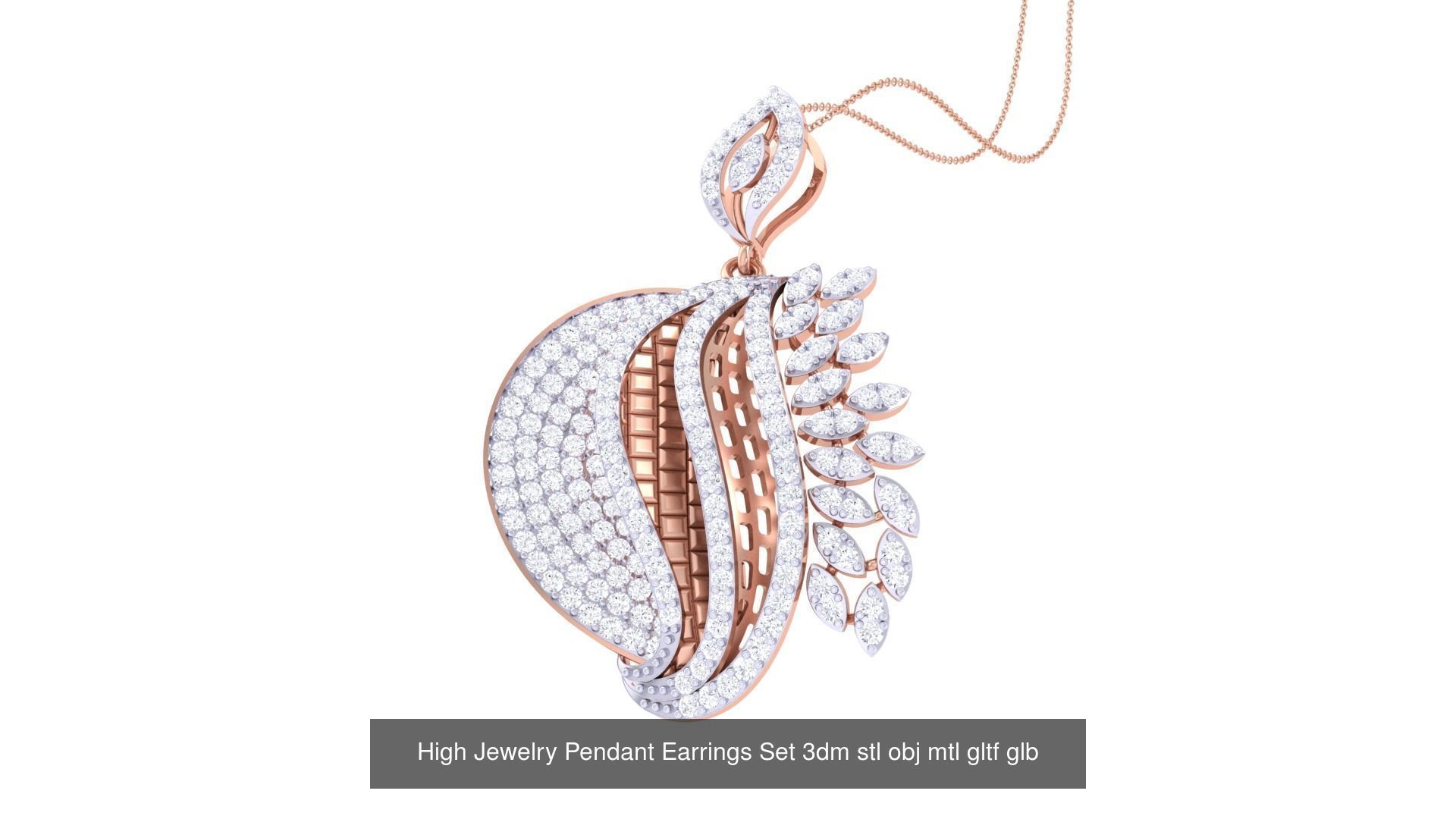 507 High Jewelry Pendant Earrings Set 3dm stl obj mtl gltf glb 3D Model Collection_165