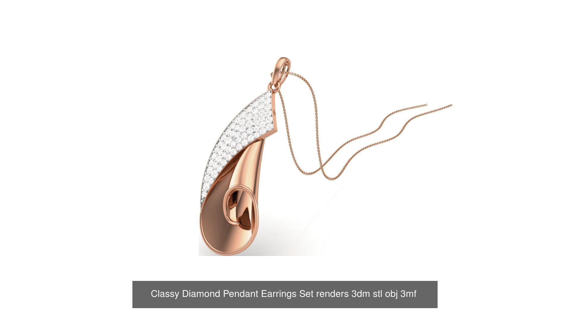 507 High Jewelry Pendant Earrings Set 3dm stl obj mtl gltf glb 3D Model Collection_114