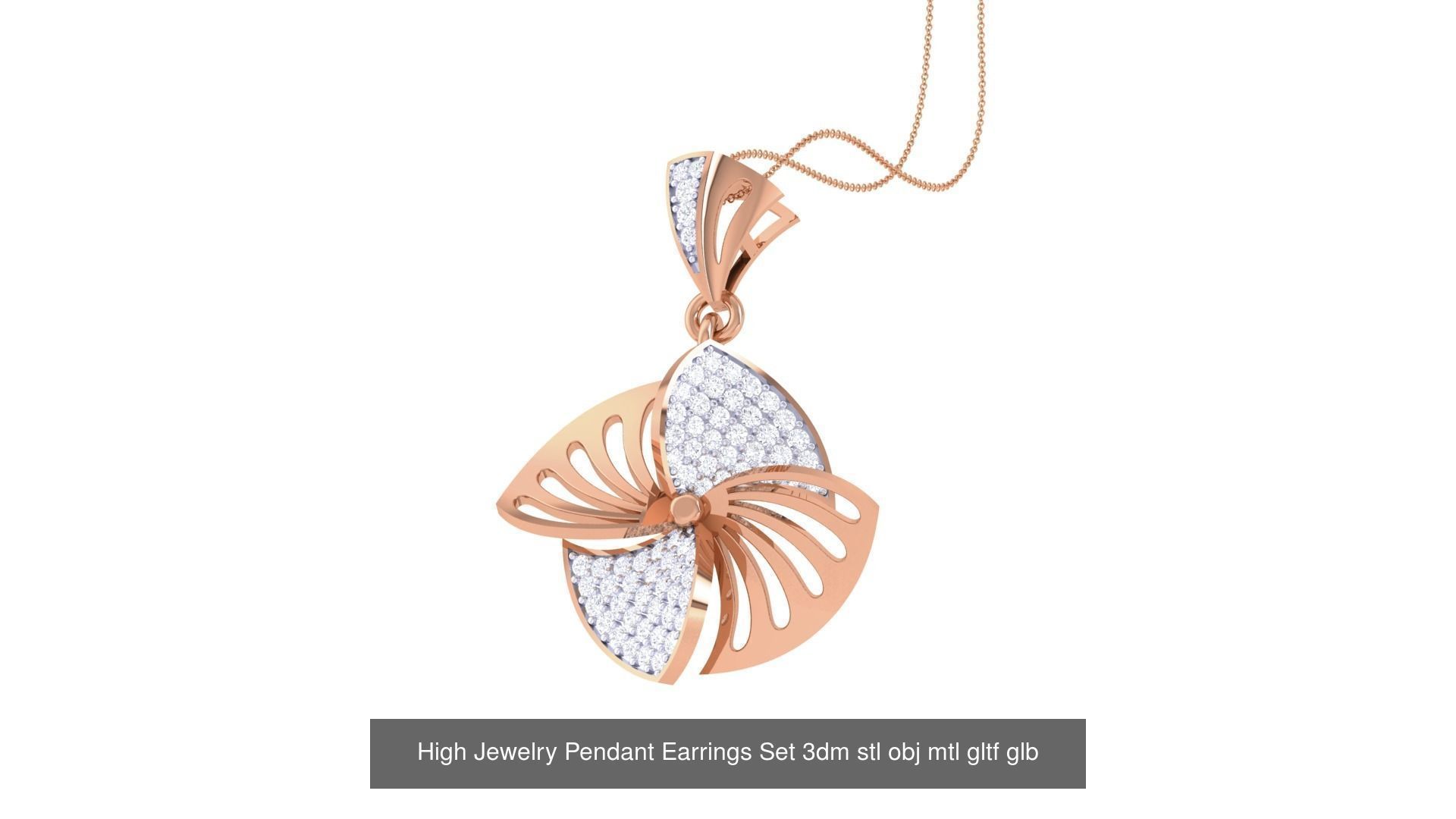 507 High Jewelry Pendant Earrings Set 3dm stl obj mtl gltf glb 3D Model Collection_205