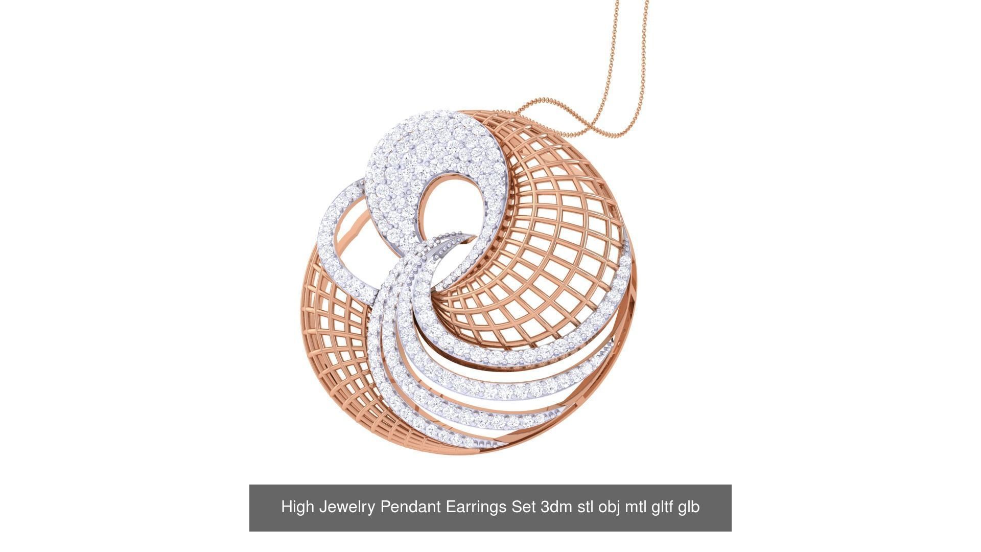 507 High Jewelry Pendant Earrings Set 3dm stl obj mtl gltf glb 3D Model Collection_188