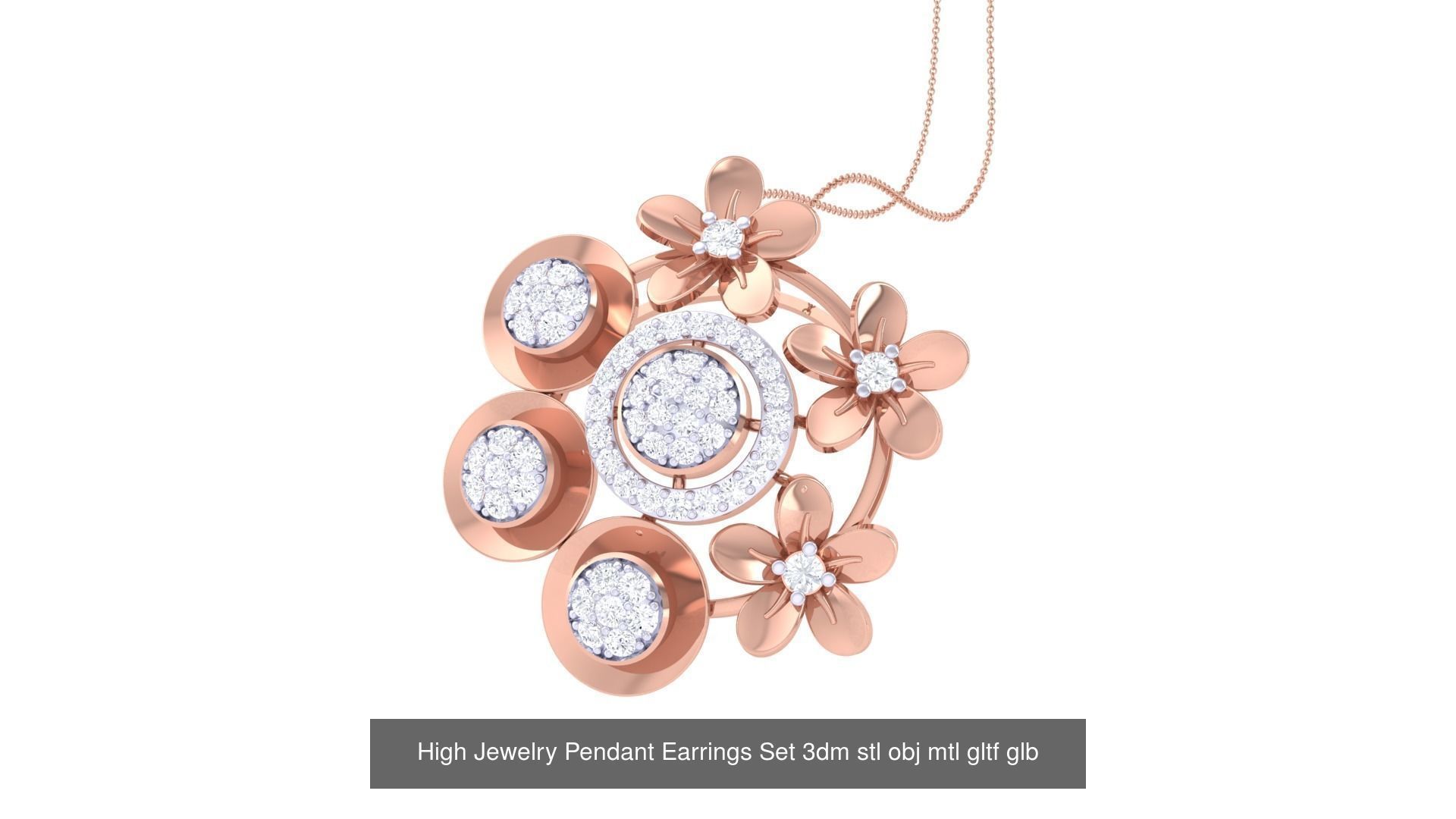 507 High Jewelry Pendant Earrings Set 3dm stl obj mtl gltf glb 3D Model Collection_197