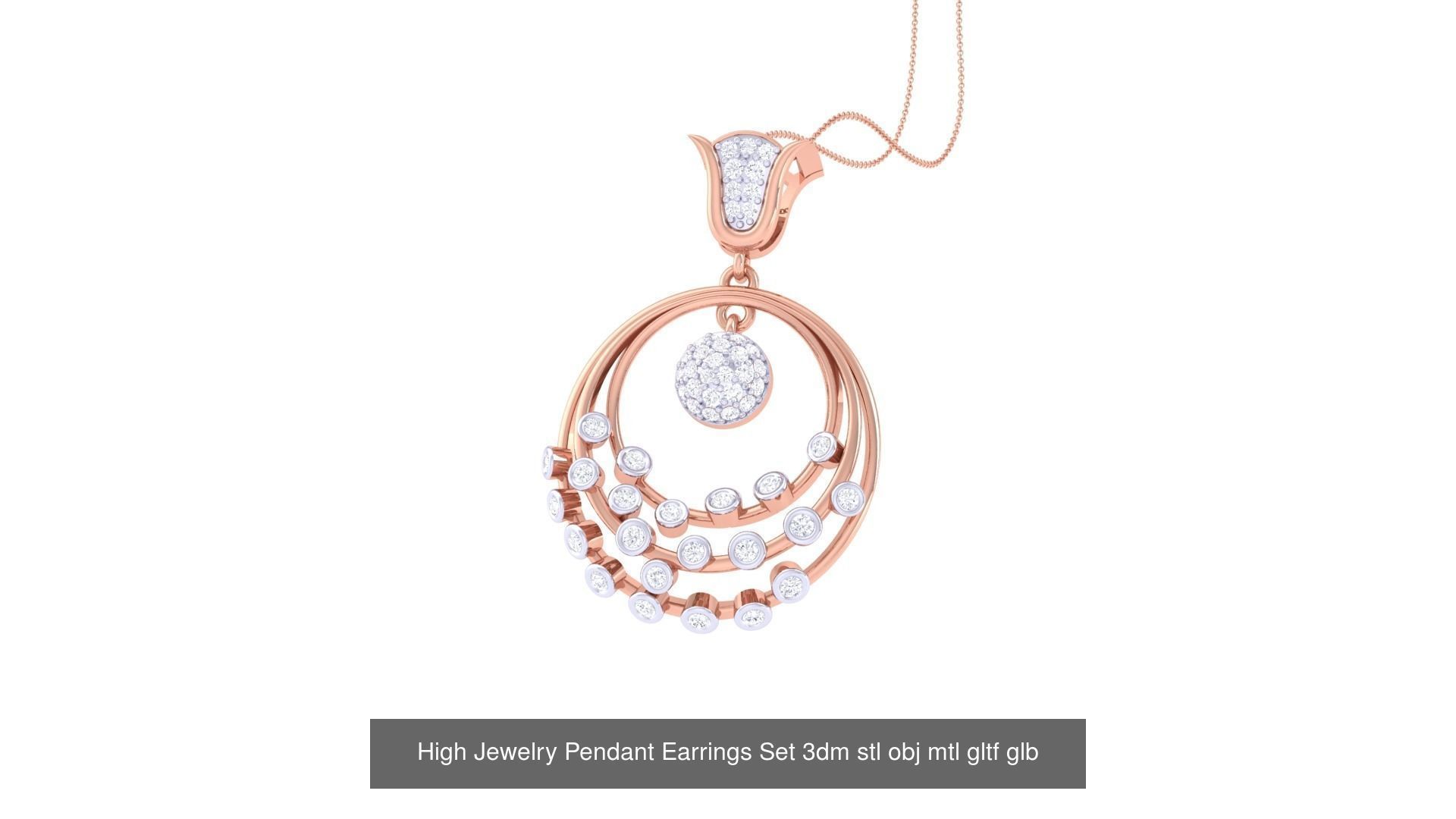 507 High Jewelry Pendant Earrings Set 3dm stl obj mtl gltf glb 3D Model Collection_157
