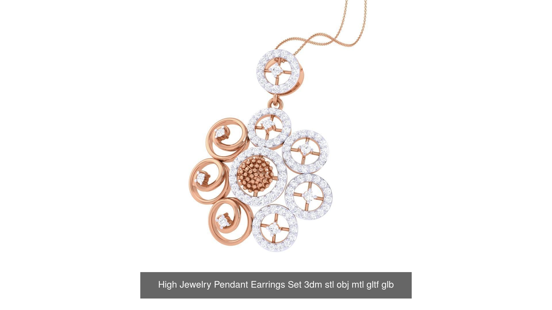 507 High Jewelry Pendant Earrings Set 3dm stl obj mtl gltf glb 3D Model Collection_213