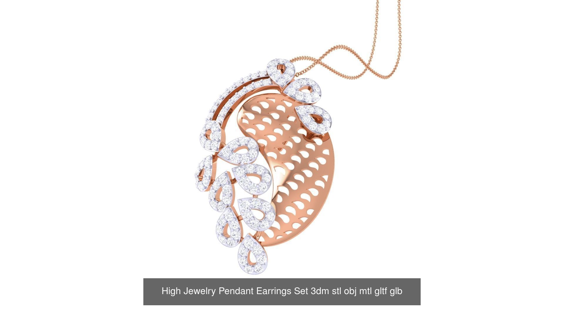 507 High Jewelry Pendant Earrings Set 3dm stl obj mtl gltf glb 3D Model Collection_132