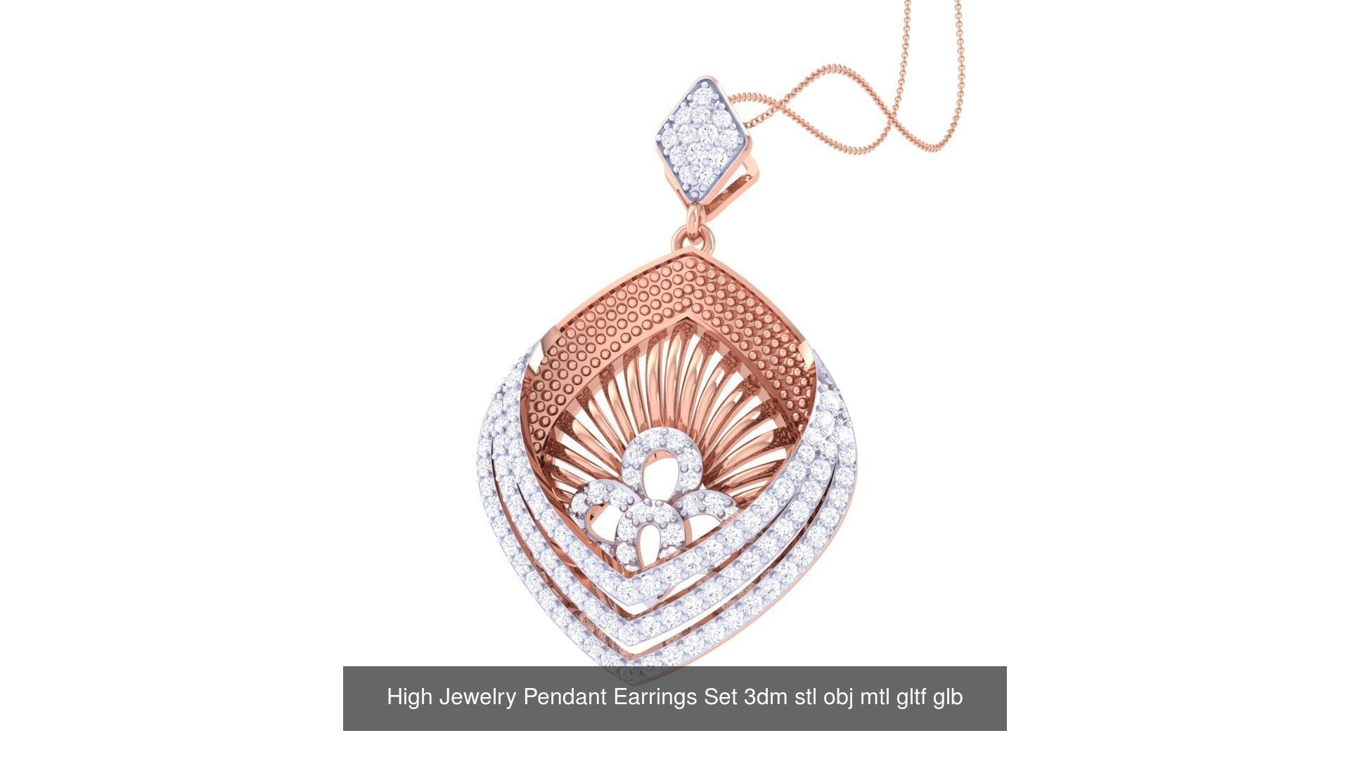 507 High Jewelry Pendant Earrings Set 3dm stl obj mtl gltf glb 3D Model Collection_145