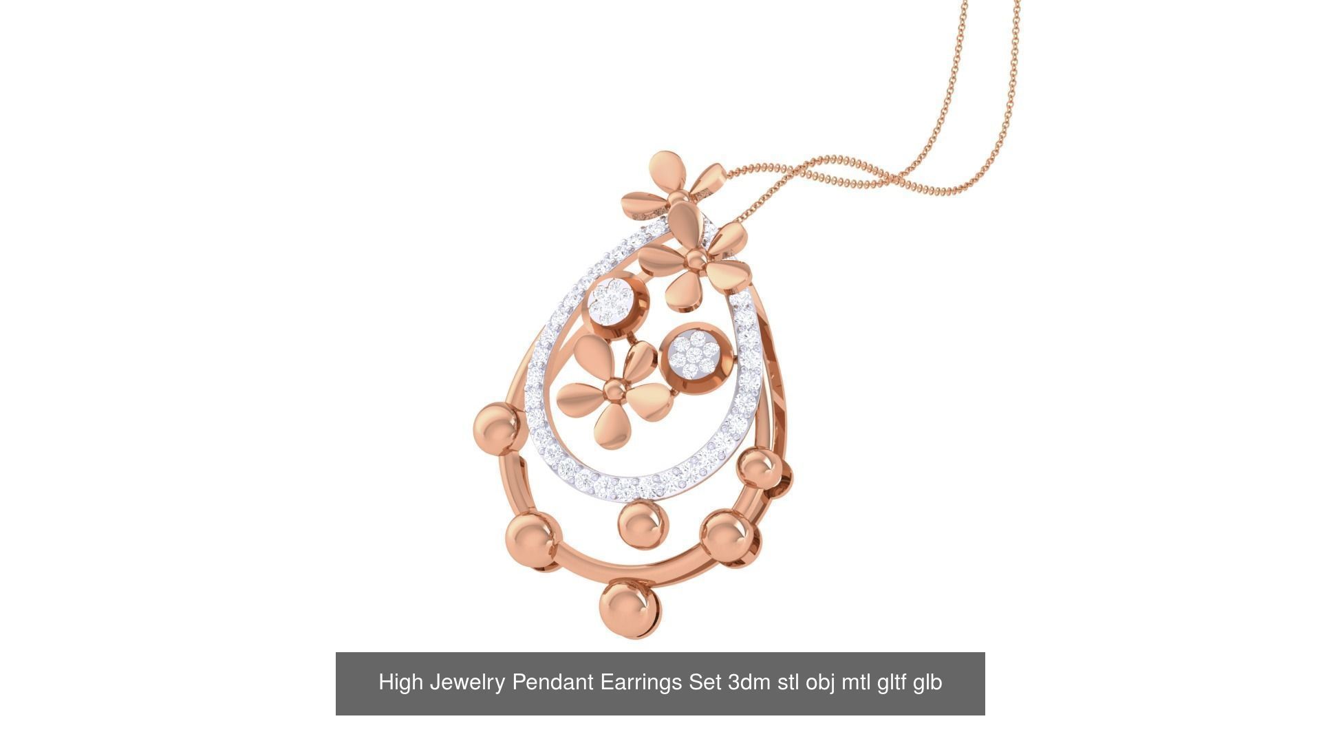 507 High Jewelry Pendant Earrings Set 3dm stl obj mtl gltf glb 3D Model Collection_208