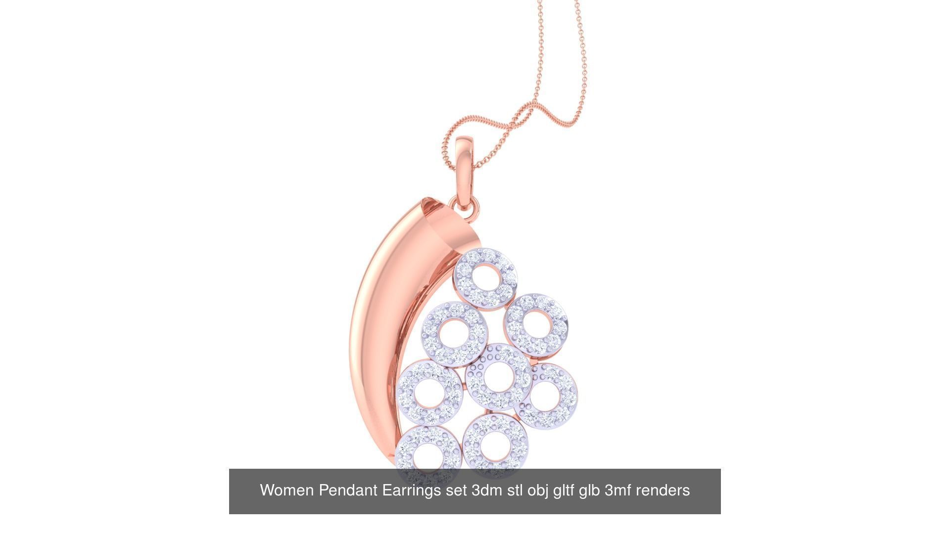 507 High Jewelry Pendant Earrings Set 3dm stl obj mtl gltf glb 3D Model Collection_19