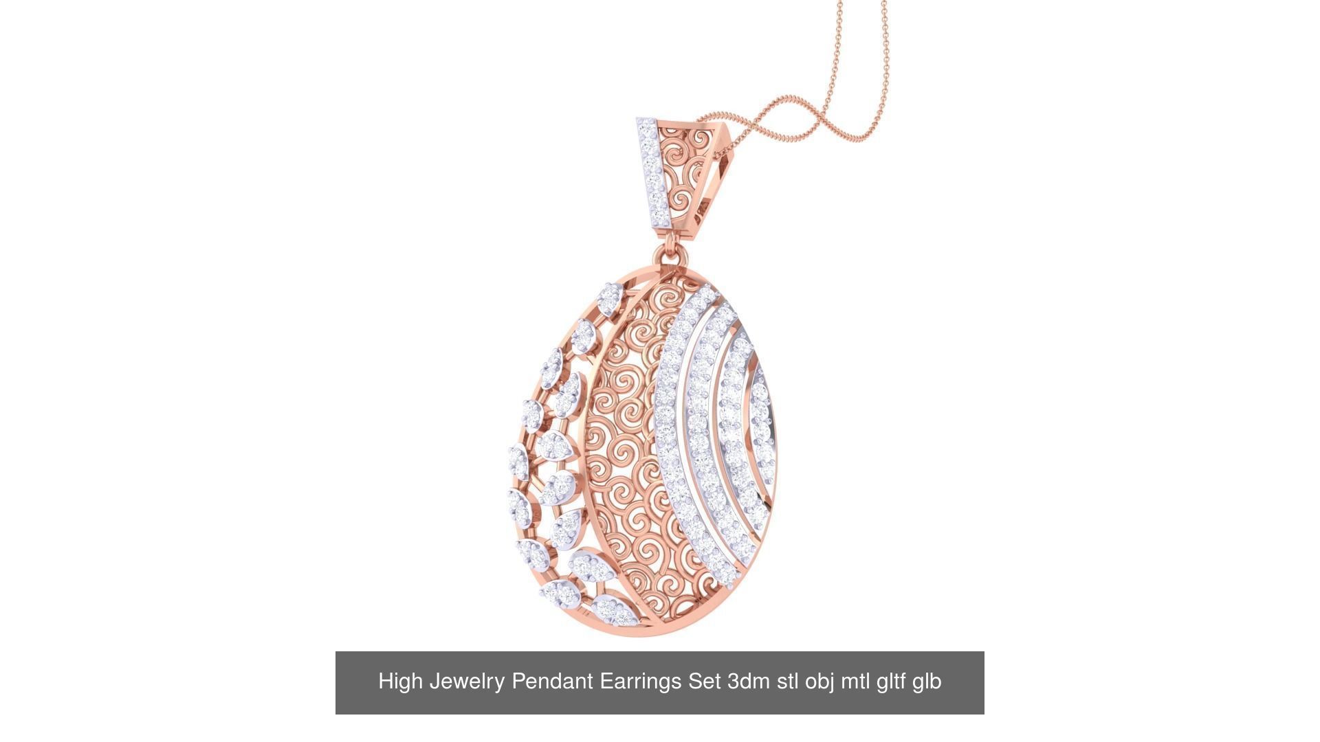 507 High Jewelry Pendant Earrings Set 3dm stl obj mtl gltf glb 3D Model Collection_162