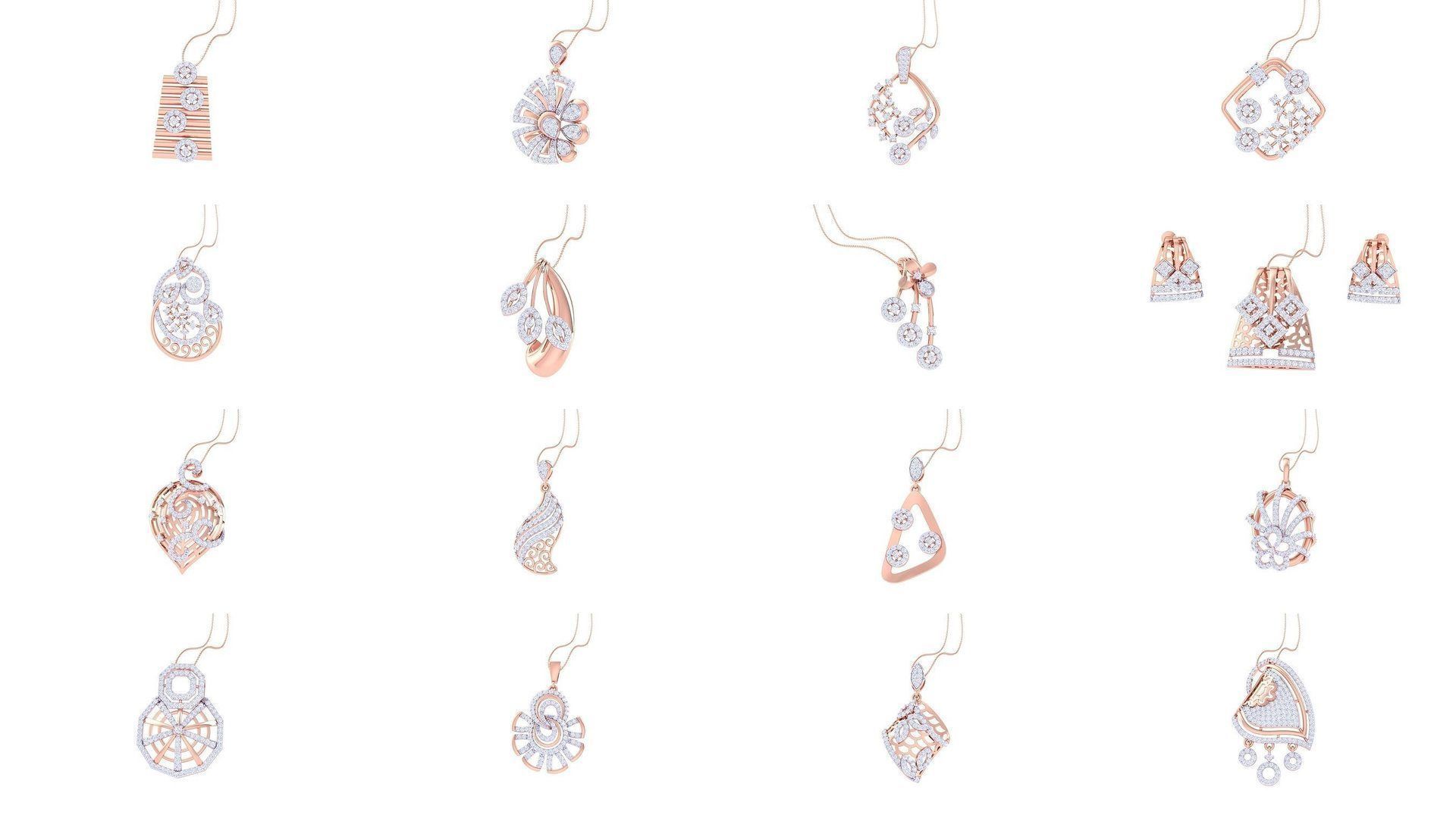 507 High Jewelry Pendant Earrings Set 3dm stl obj mtl gltf glb 3D Model Collection_38