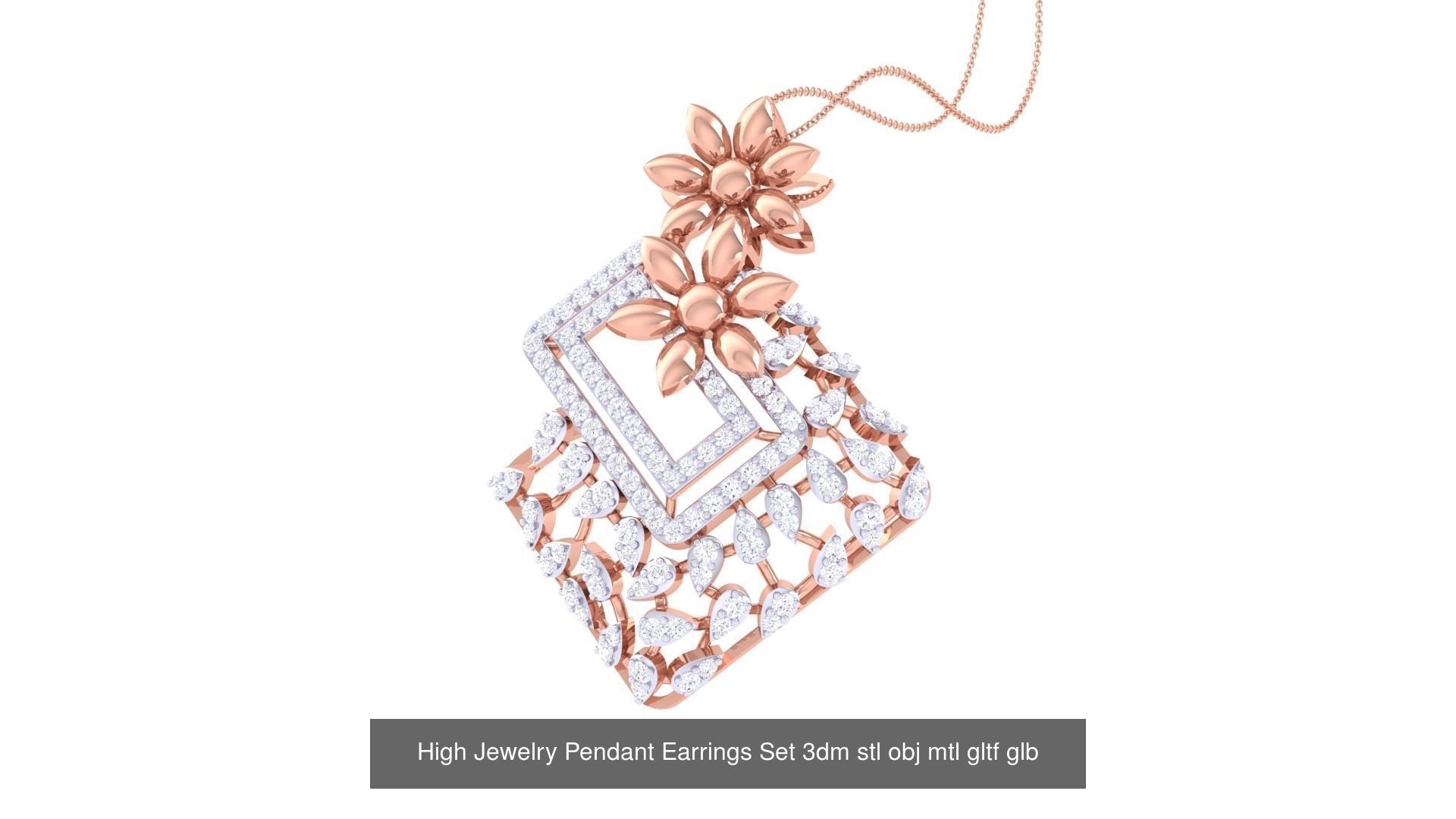 507 High Jewelry Pendant Earrings Set 3dm stl obj mtl gltf glb 3D Model Collection_180