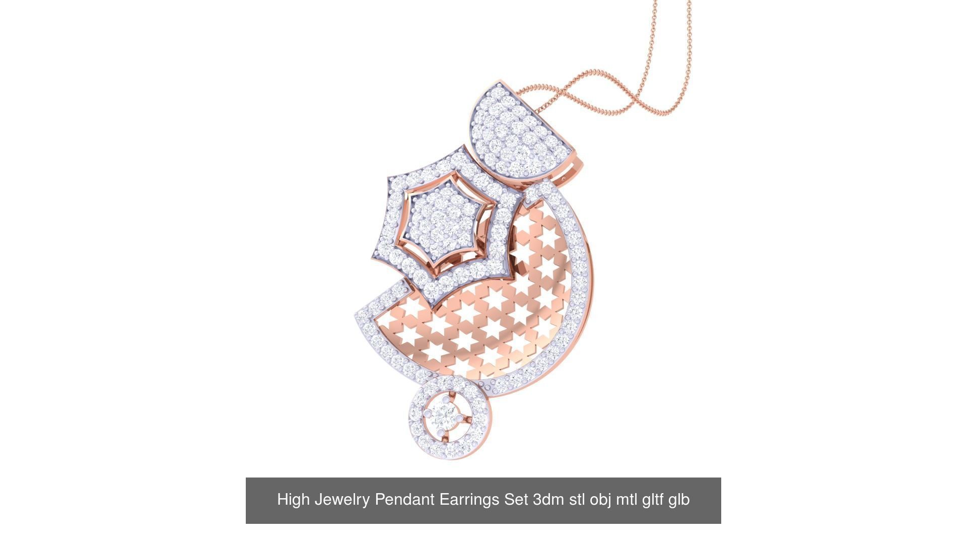 507 High Jewelry Pendant Earrings Set 3dm stl obj mtl gltf glb 3D Model Collection_169