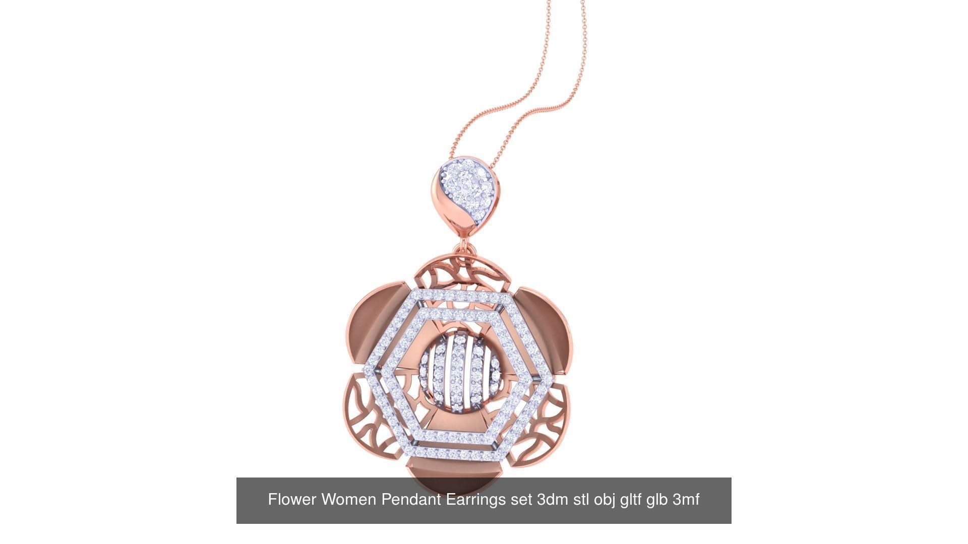 507 High Jewelry Pendant Earrings Set 3dm stl obj mtl gltf glb 3D Model Collection_41