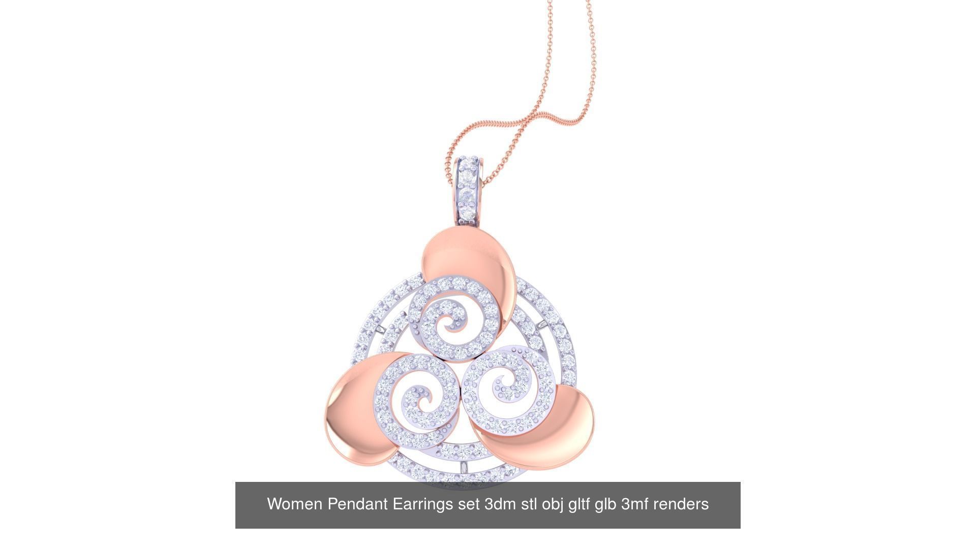 507 High Jewelry Pendant Earrings Set 3dm stl obj mtl gltf glb 3D Model Collection_57