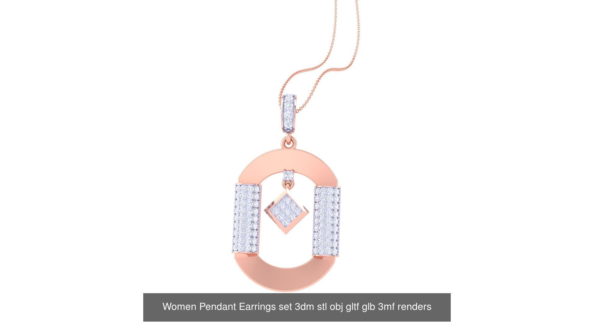 507 High Jewelry Pendant Earrings Set 3dm stl obj mtl gltf glb 3D Model Collection_43