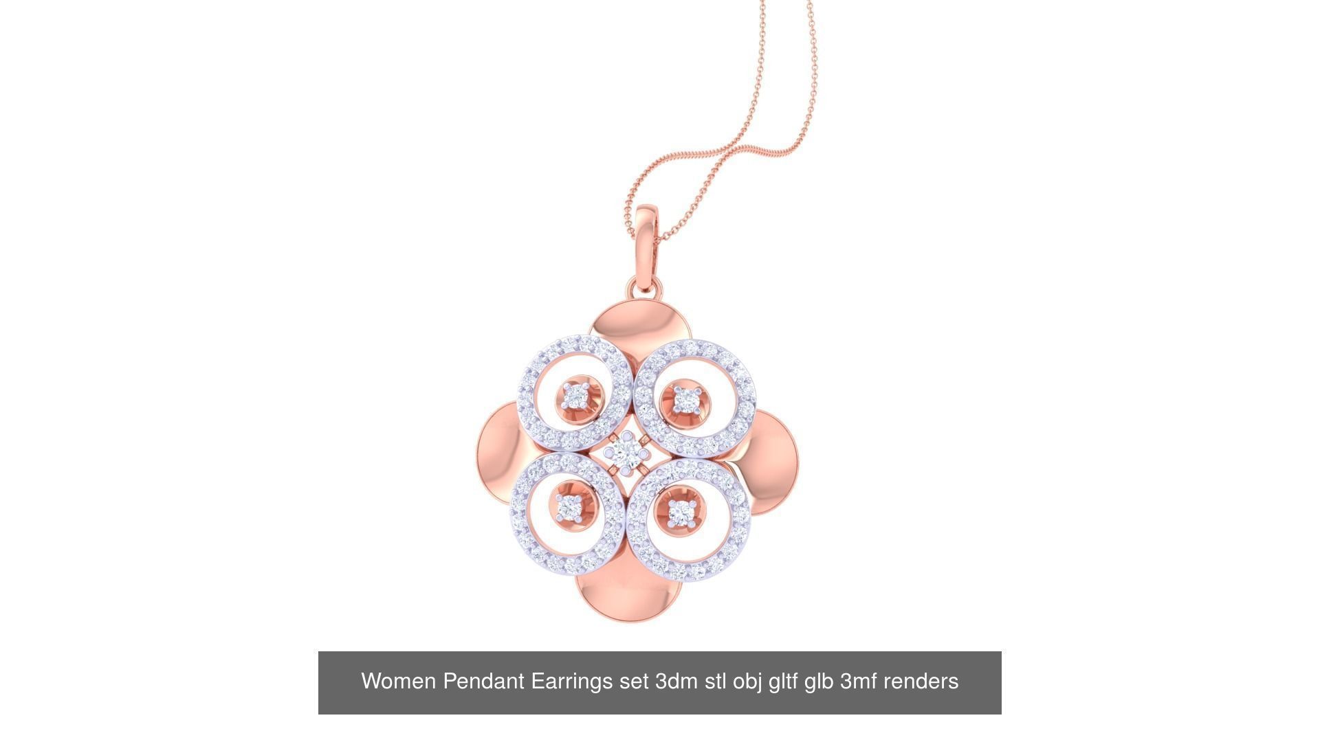 507 High Jewelry Pendant Earrings Set 3dm stl obj mtl gltf glb 3D Model Collection_58