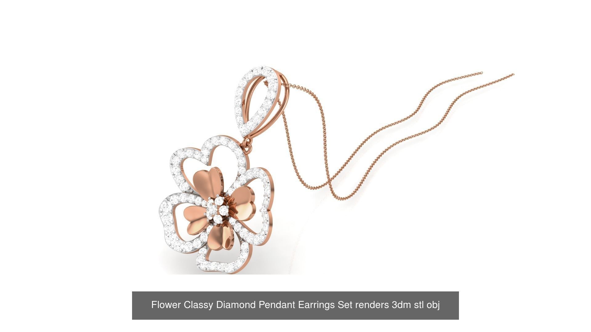 507 High Jewelry Pendant Earrings Set 3dm stl obj mtl gltf glb 3D Model Collection_105