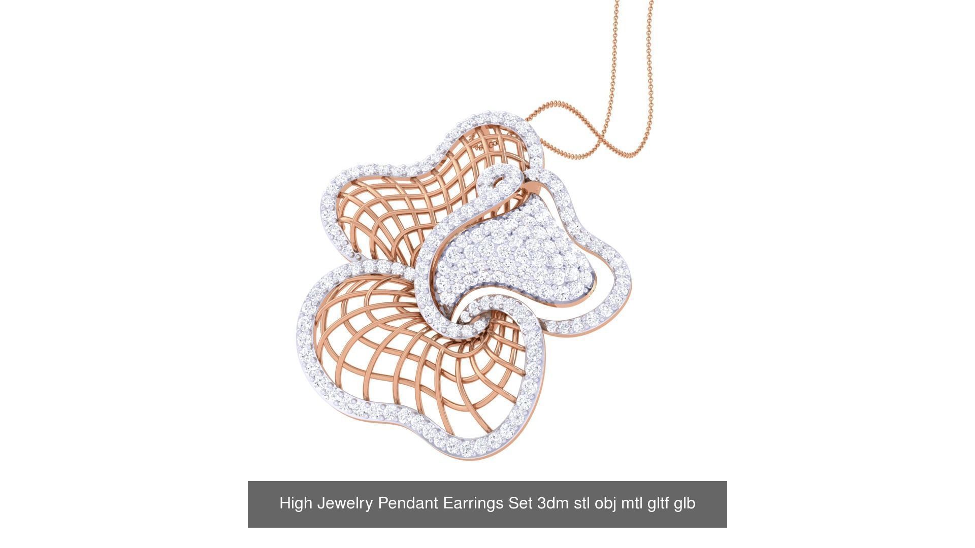 507 High Jewelry Pendant Earrings Set 3dm stl obj mtl gltf glb 3D Model Collection_184