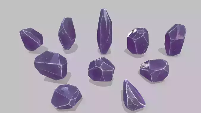 crystal set Low-poly 3D model