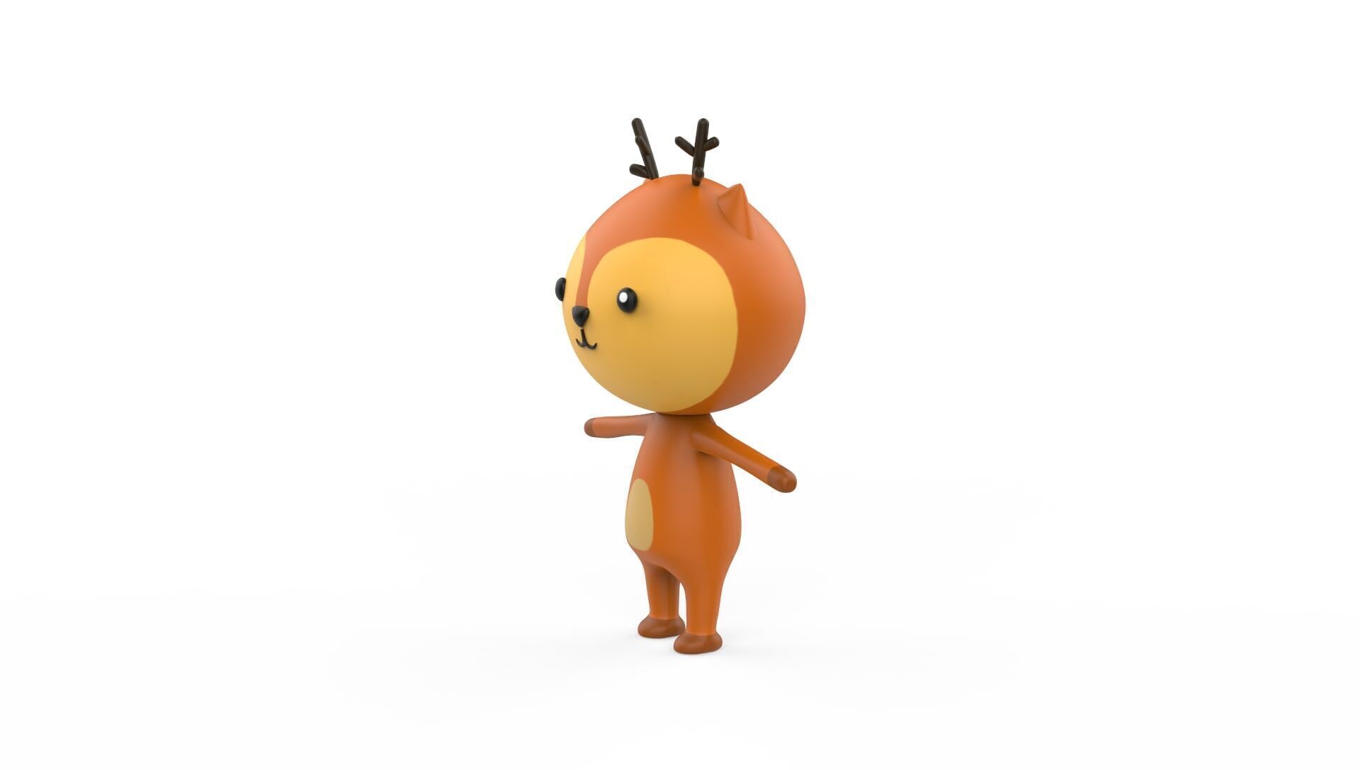 Stylized Character 001 Deer  Low-poly 3D model_3