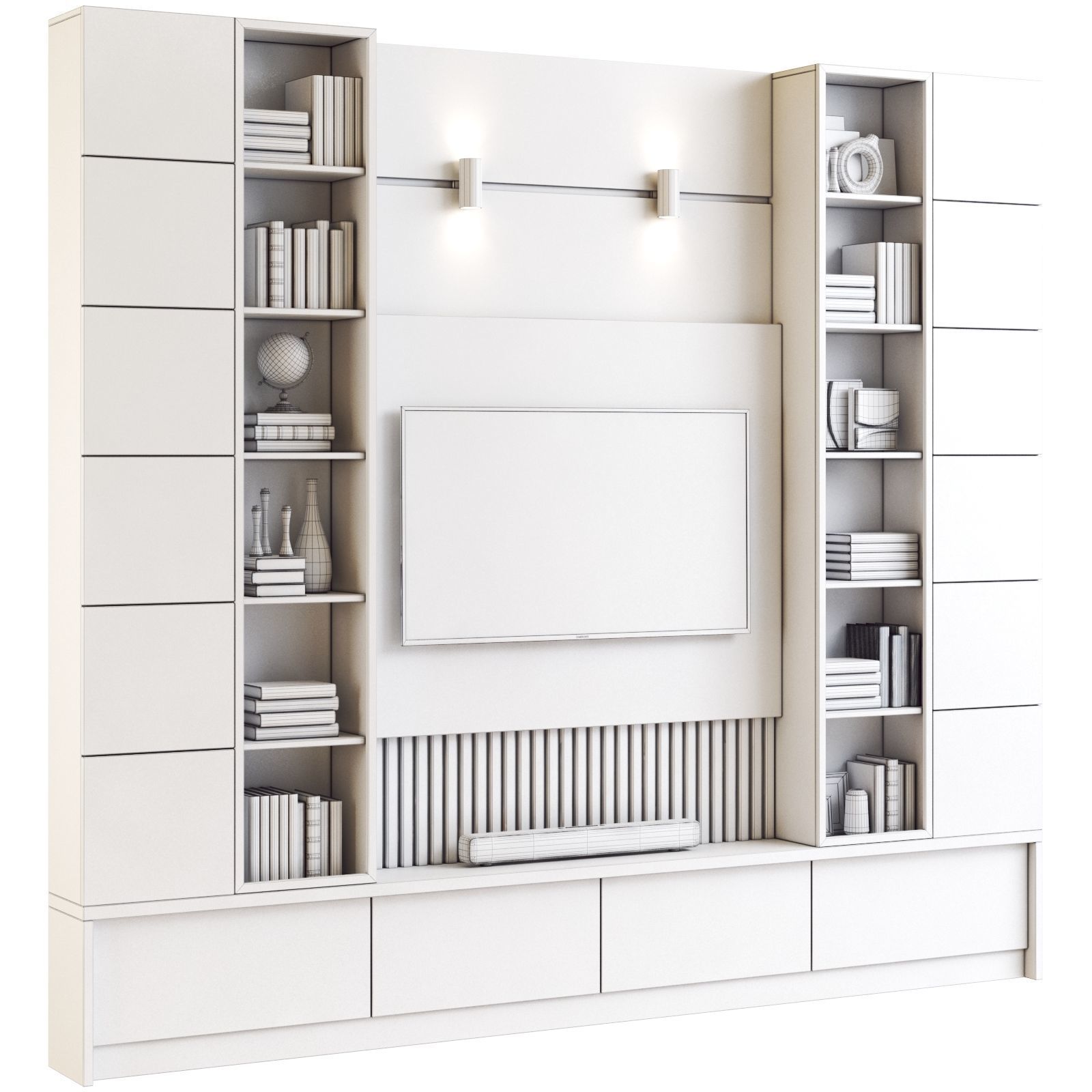 TV wall 5 3D model_2