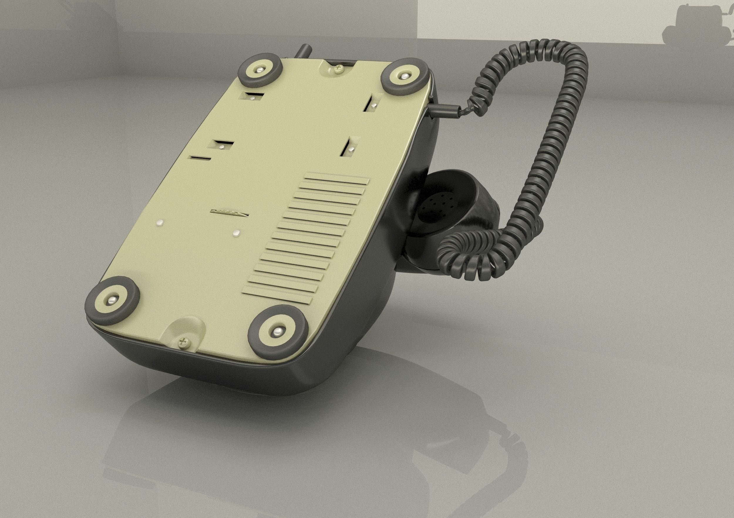 japanese old telephione A-600 type 3D model_6