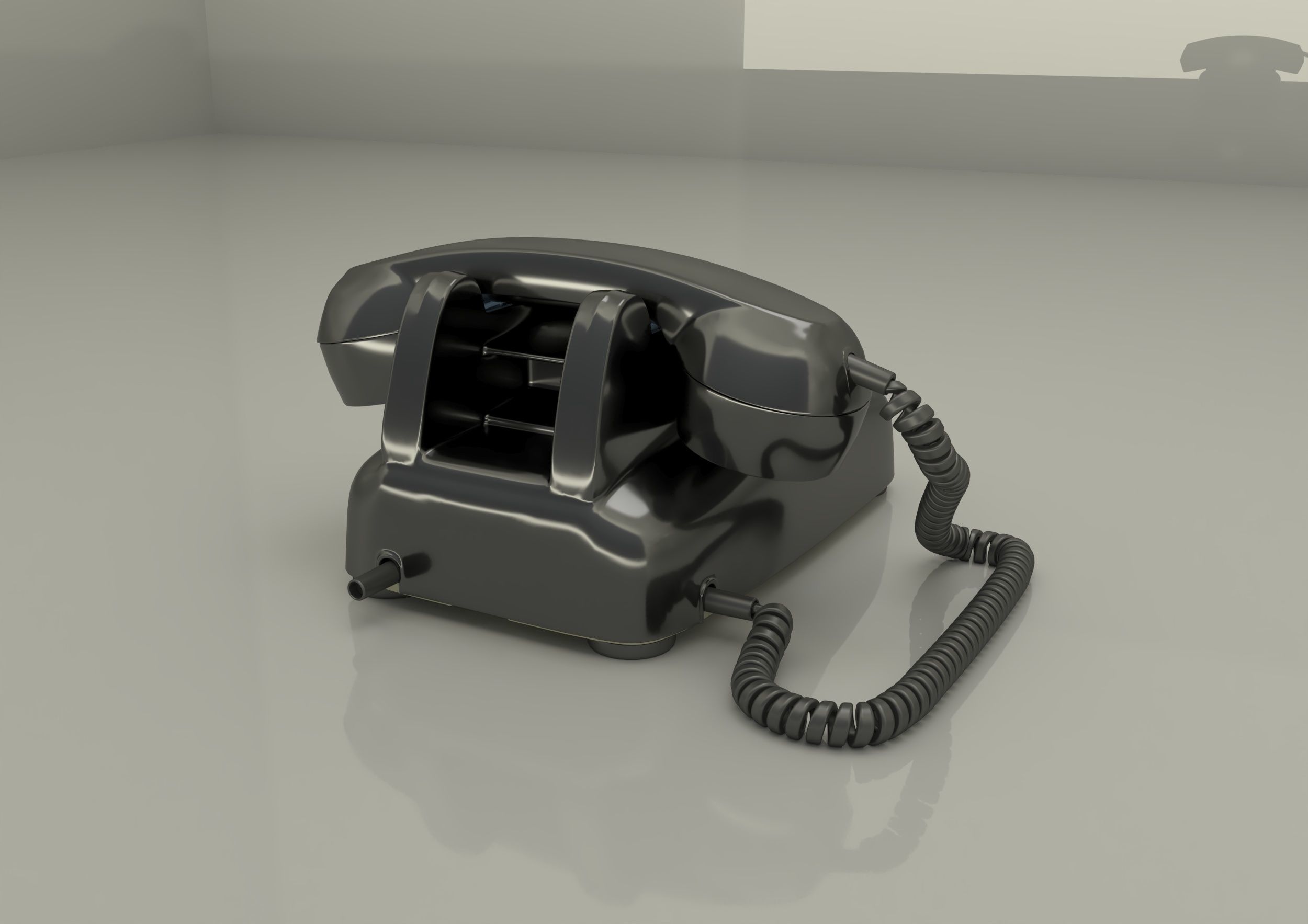 japanese old telephione A-600 type 3D model_4