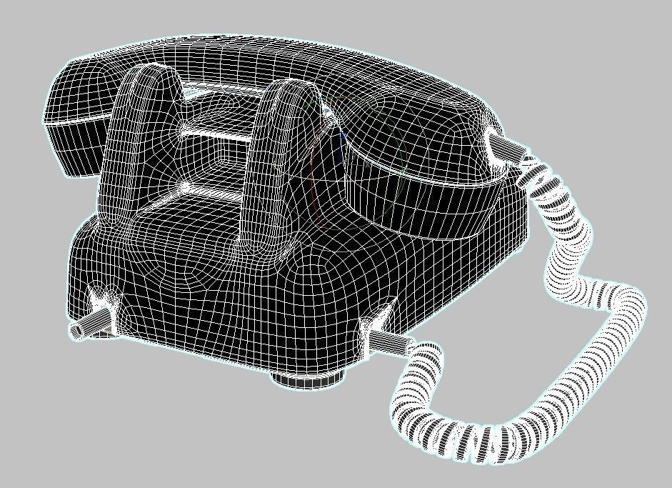 japanese old telephione A-600 type 3D model_11