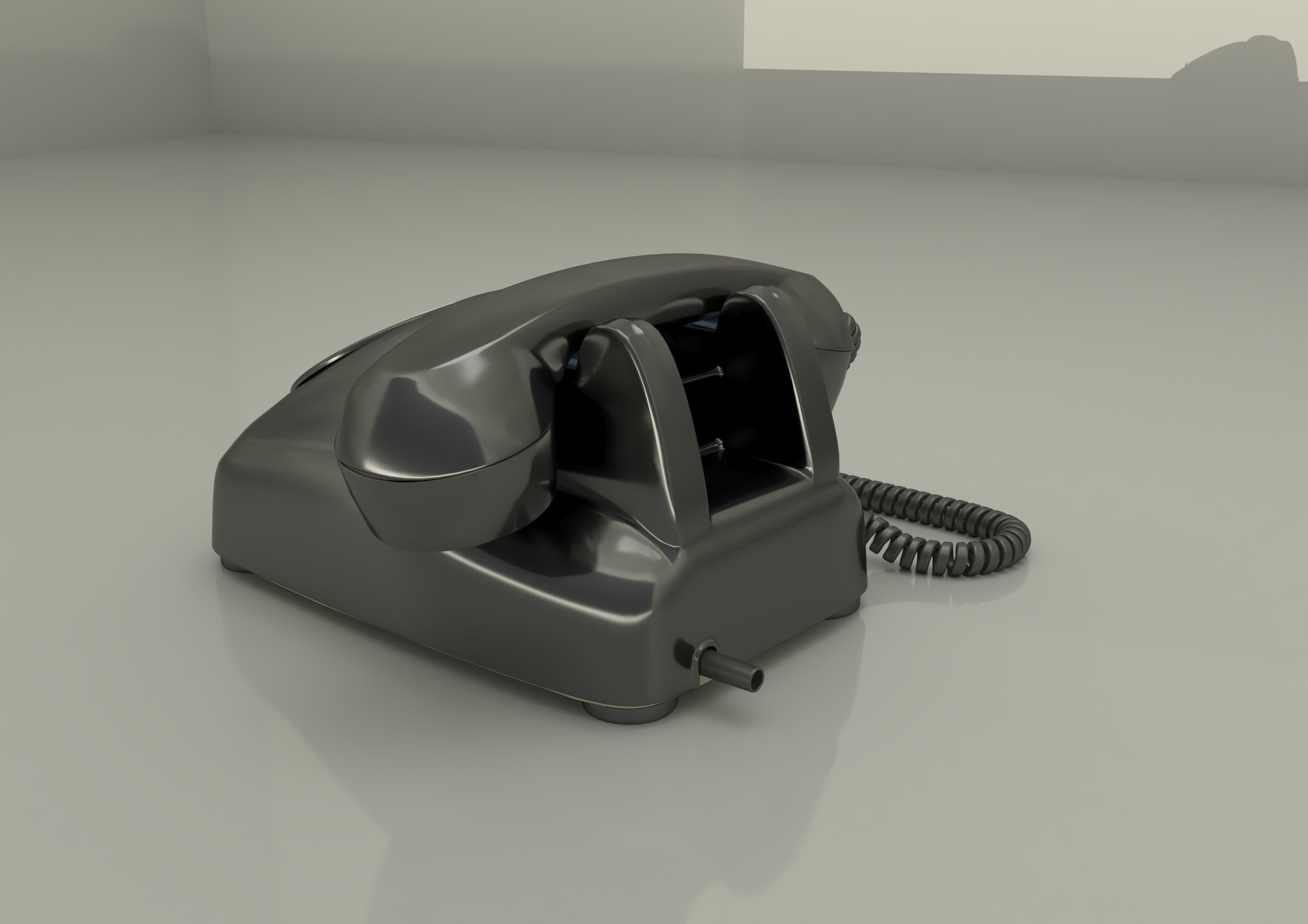 japanese old telephione A-600 type 3D model_3