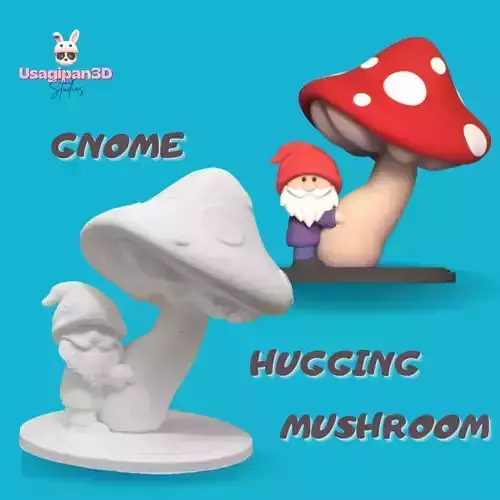 Gnome Hugging Mushroom