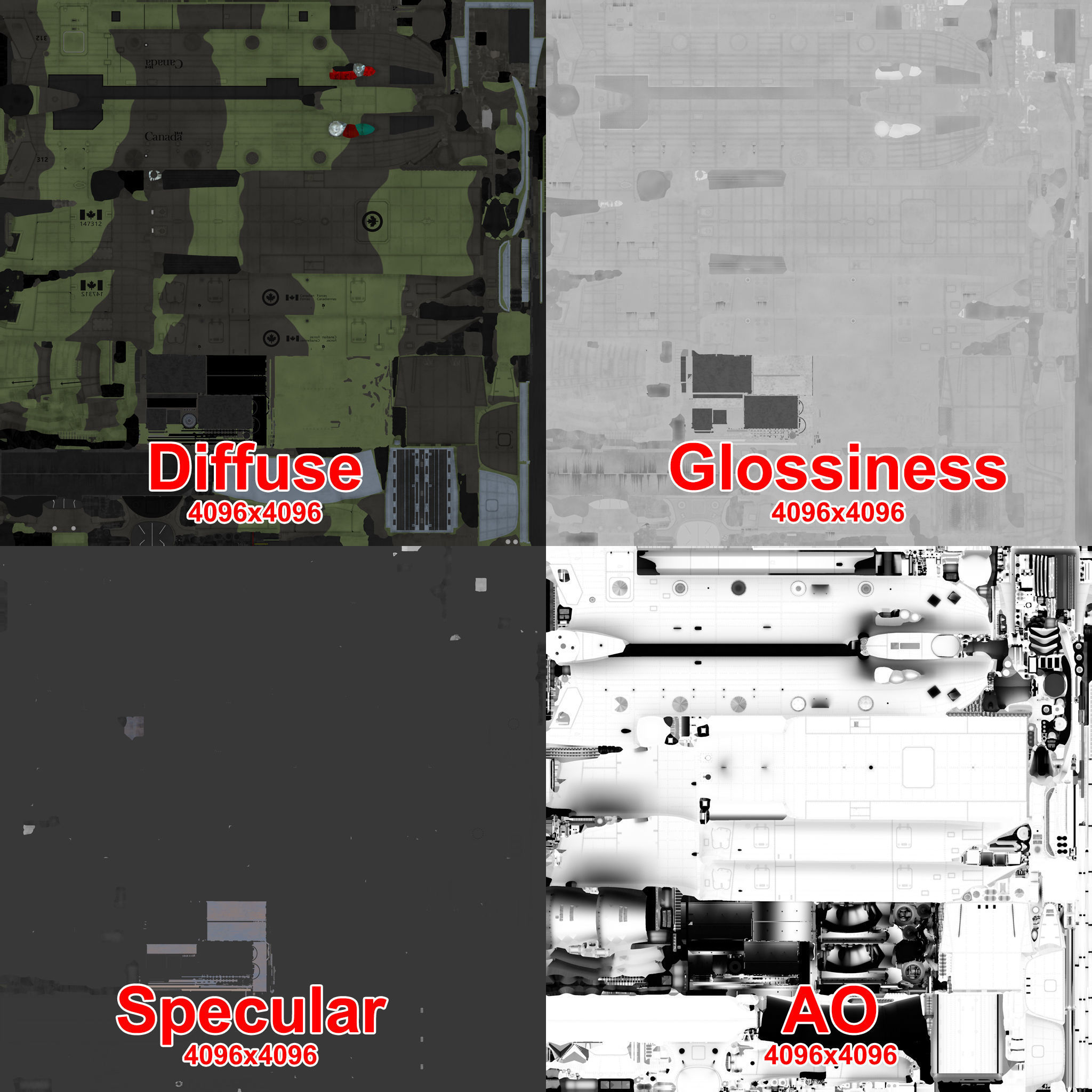 CH-47 Chinook RCAF Static Low-poly 3D model_40